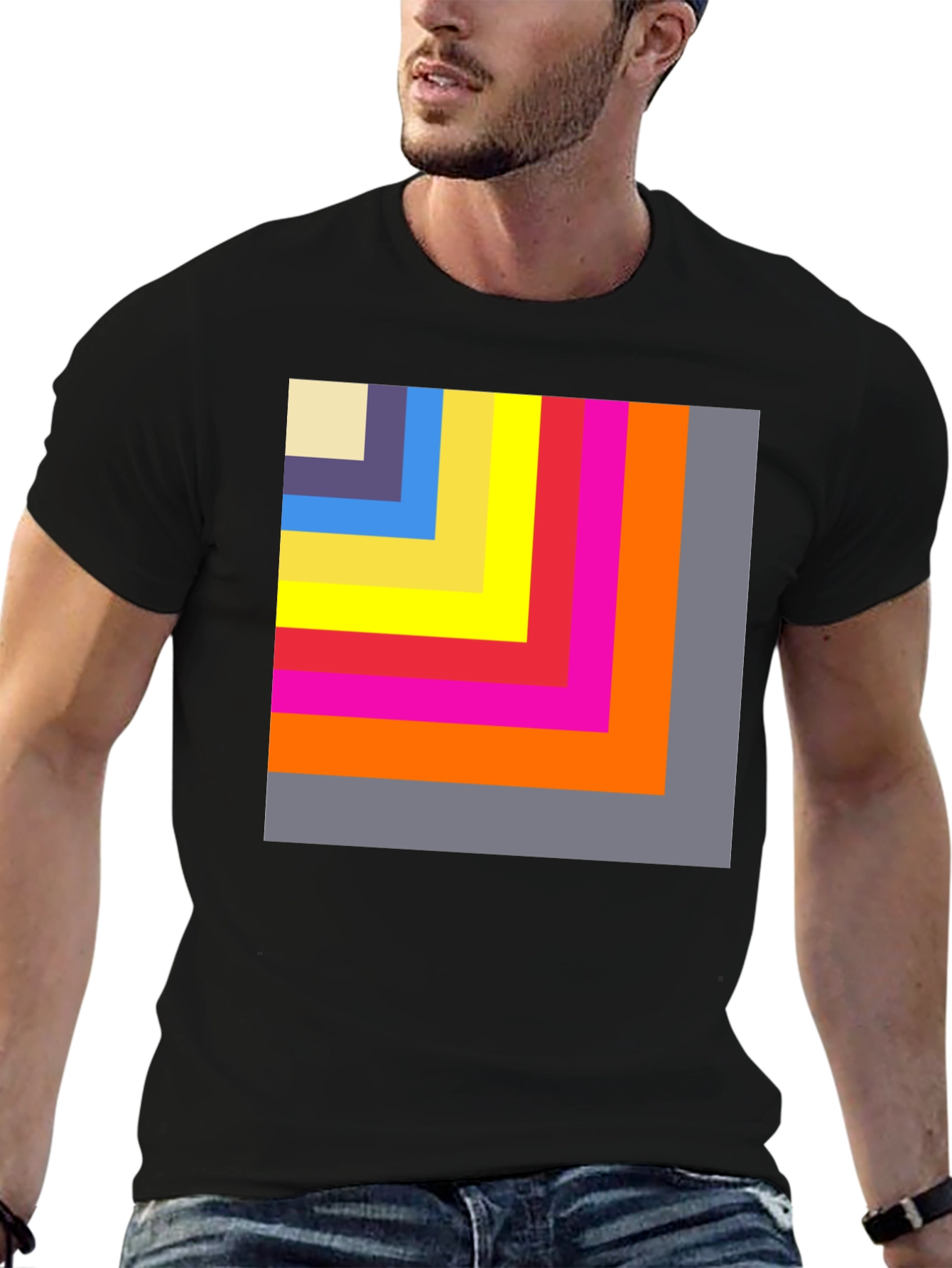 Black Geometric Block T-Shirt view 6