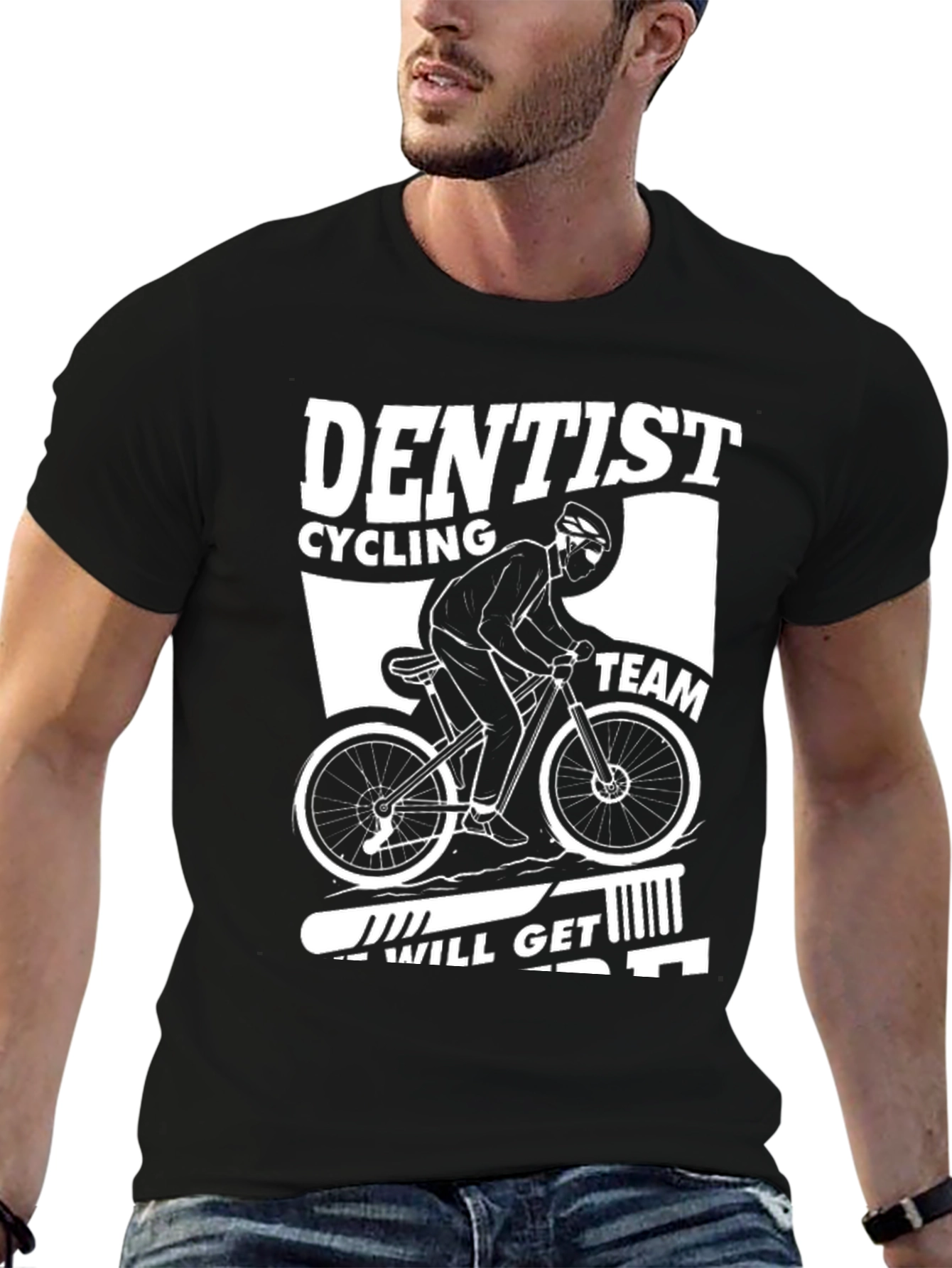 Black Dentist Cycling Team Graphic Tee - Black Cotton Blend Shirt view 6