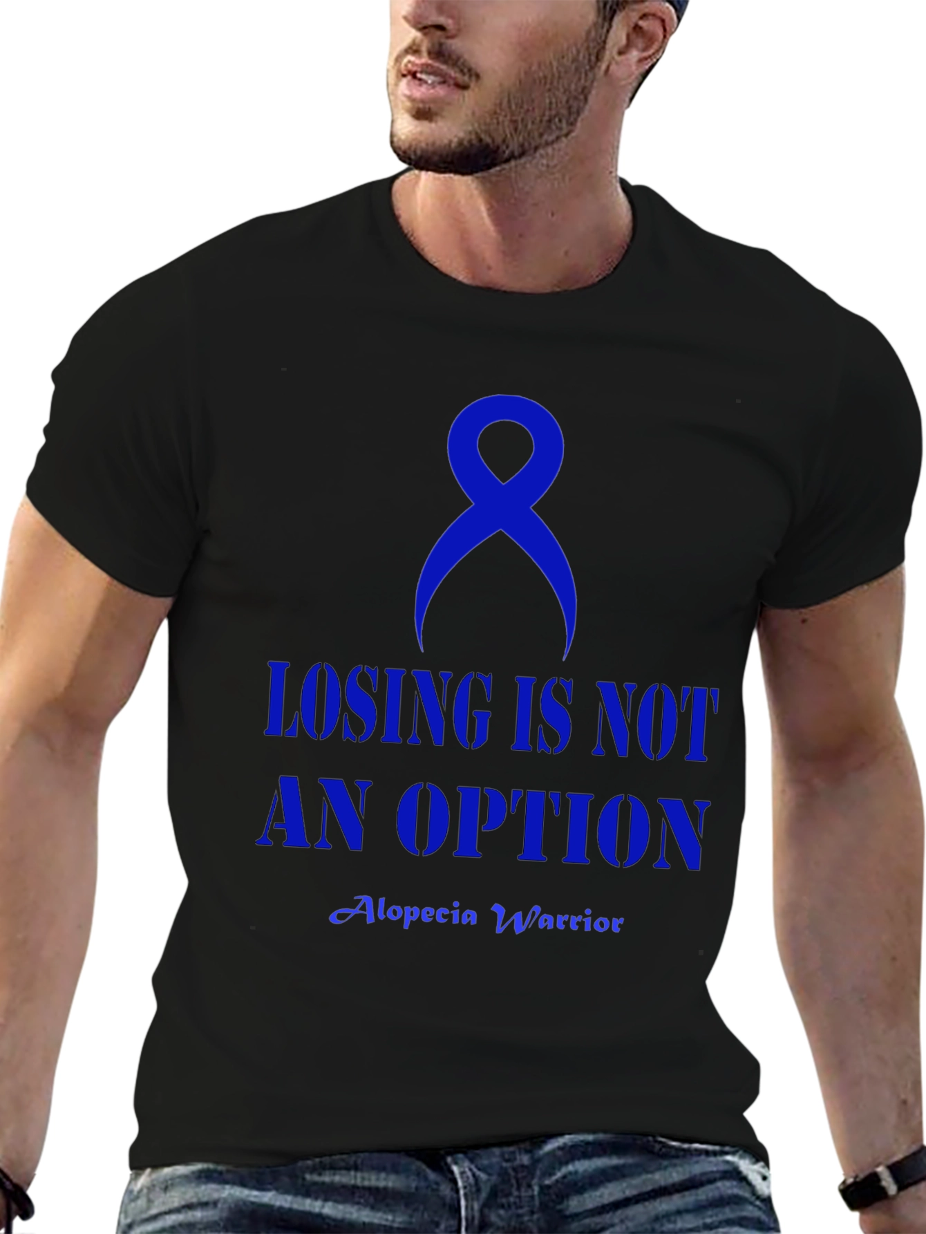 Black Alopecia Warrior T-Shirt: Losing is Not an Option view 6
