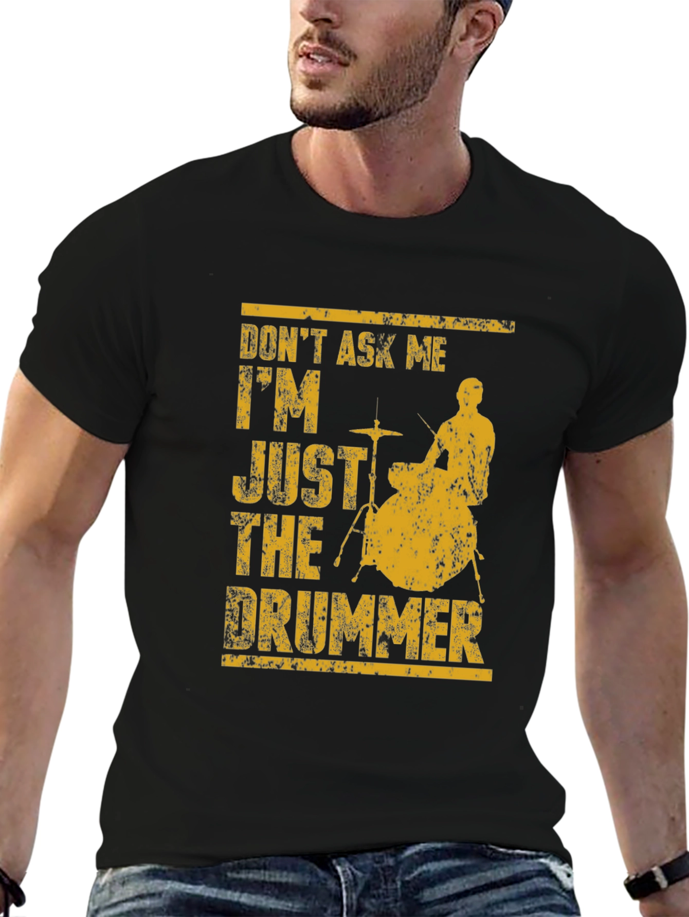 Black Drummer Tee: Don't Ask Me I'm Just The Drummer T-Shirt view 6