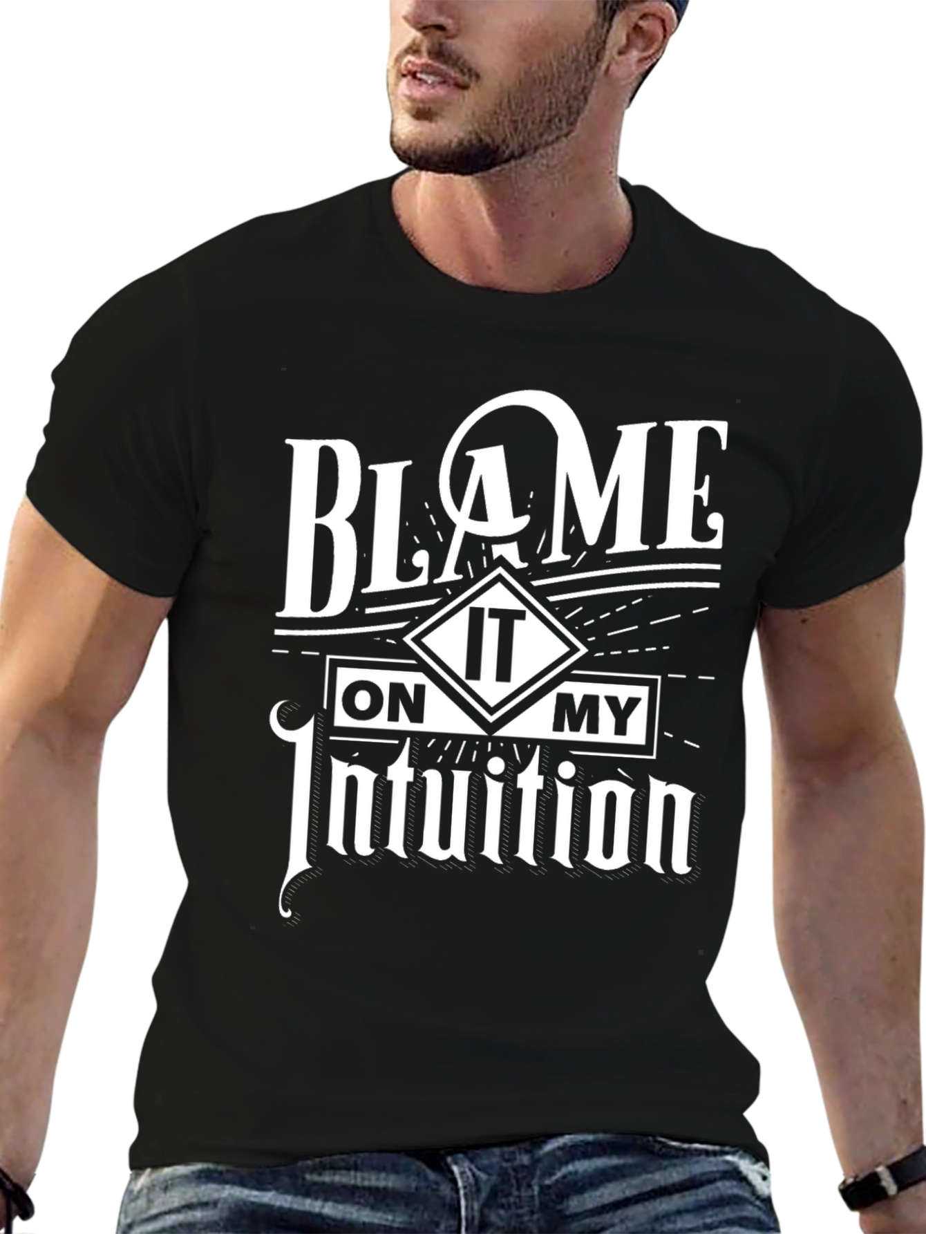 Black Blame It On My Intuition Graphic Tee view 6