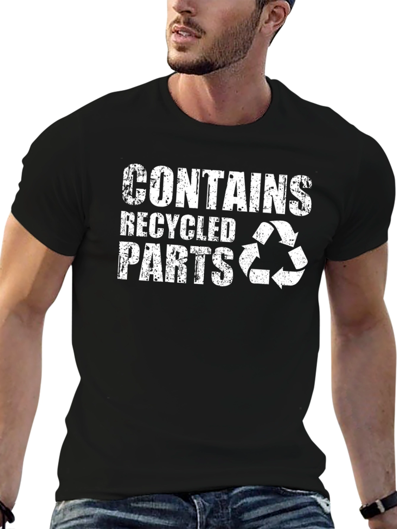 Black Contains Recycled Parts Graphic Tee view 6