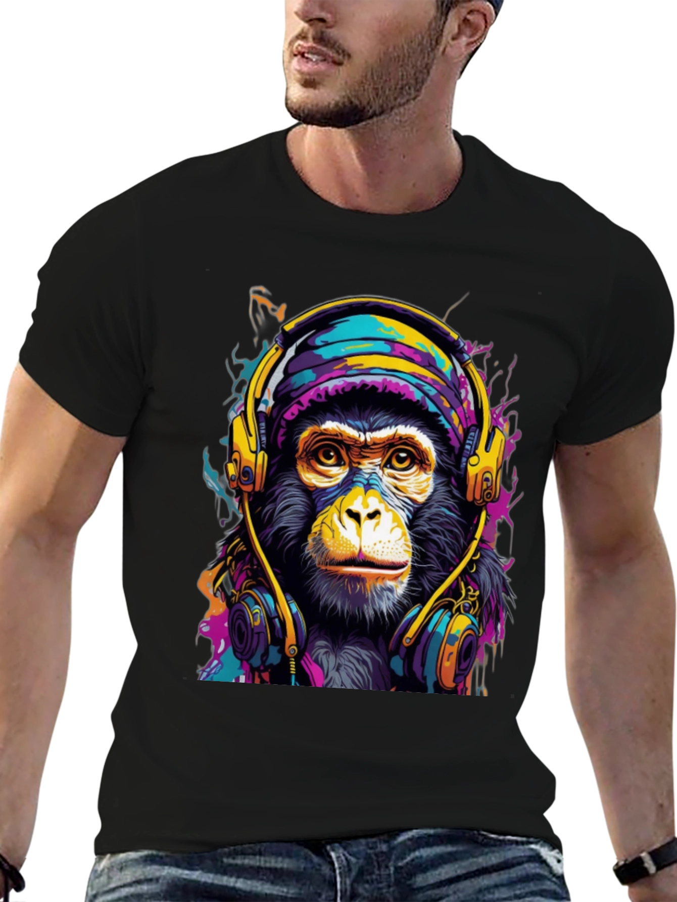 Black Monkey DJ Graphic Tee - Cool & Stylish view 6