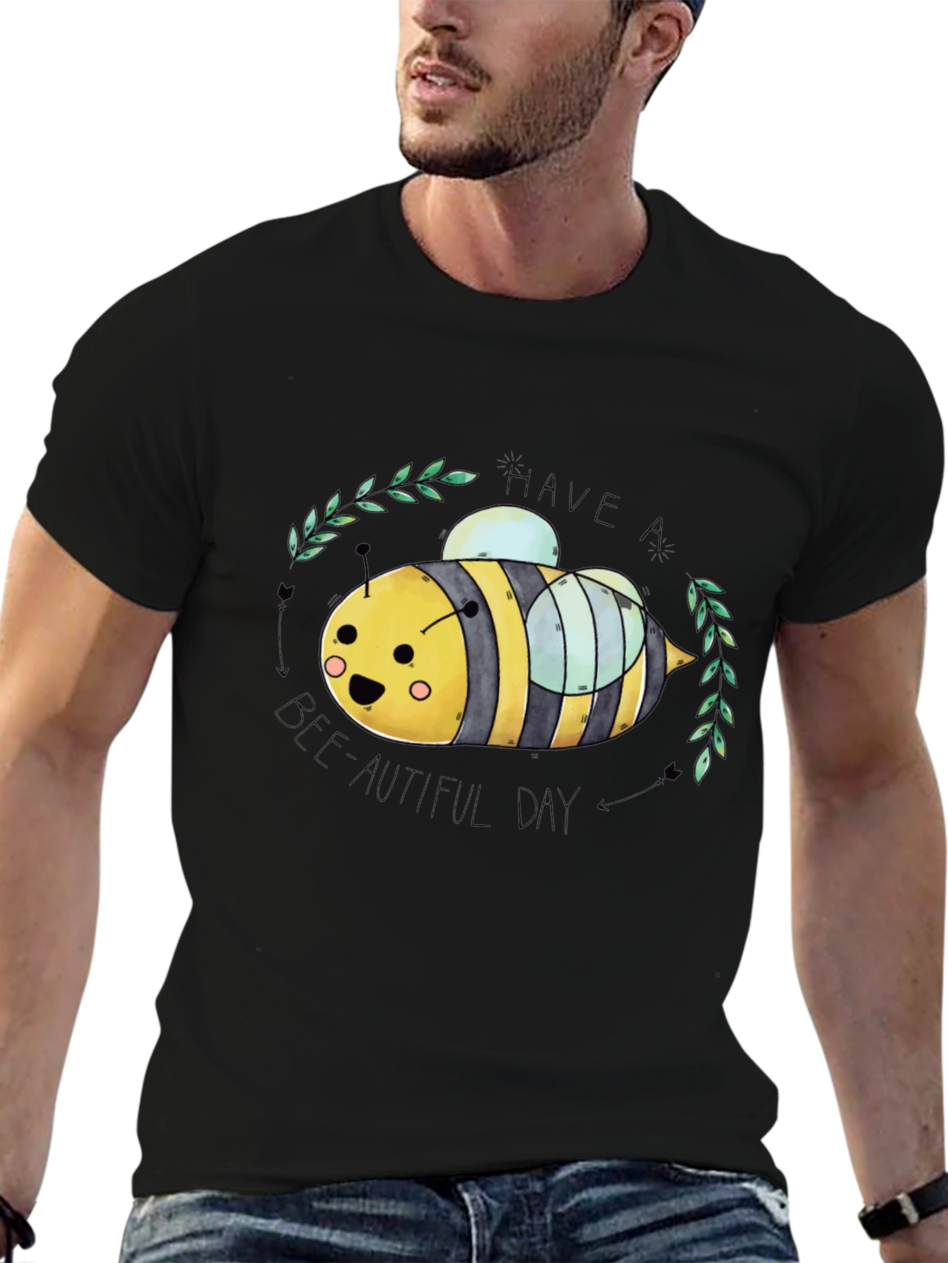 Black Have a Bee-utiful Day Graphic Tee view 6