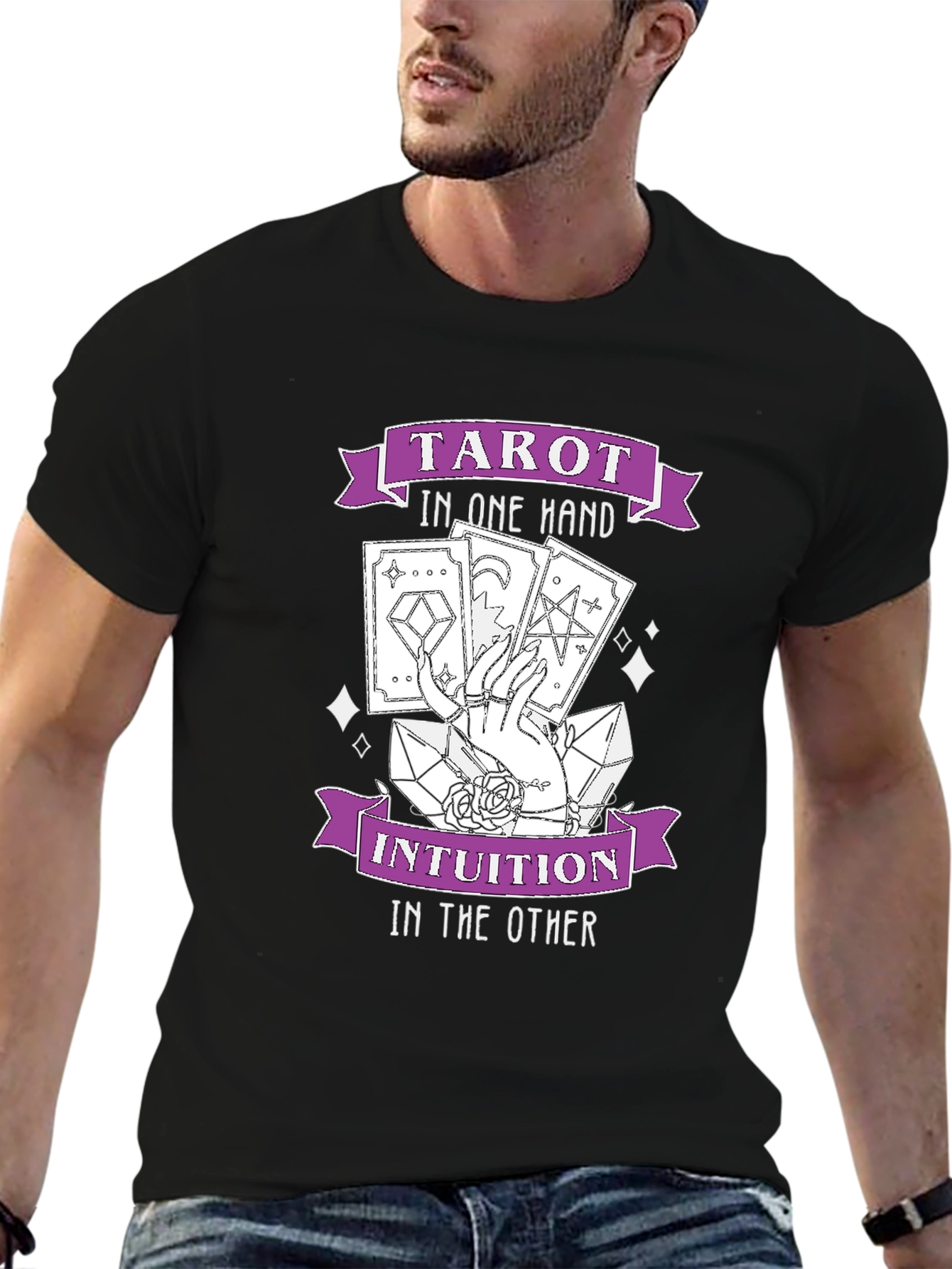 Black Tarot Intuition Graphic T-Shirt - Stylish and Unique view 6