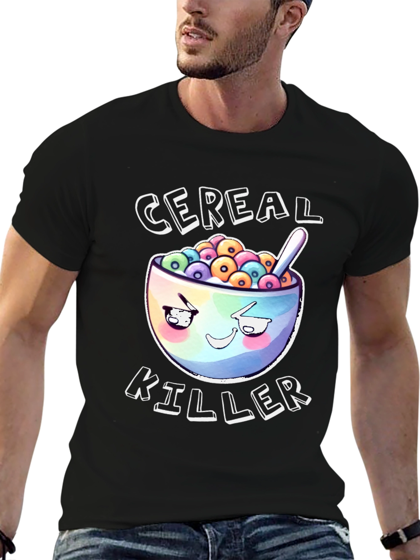 Black Cereal Killer Graphic T-Shirt - Black Cotton Tee view 6