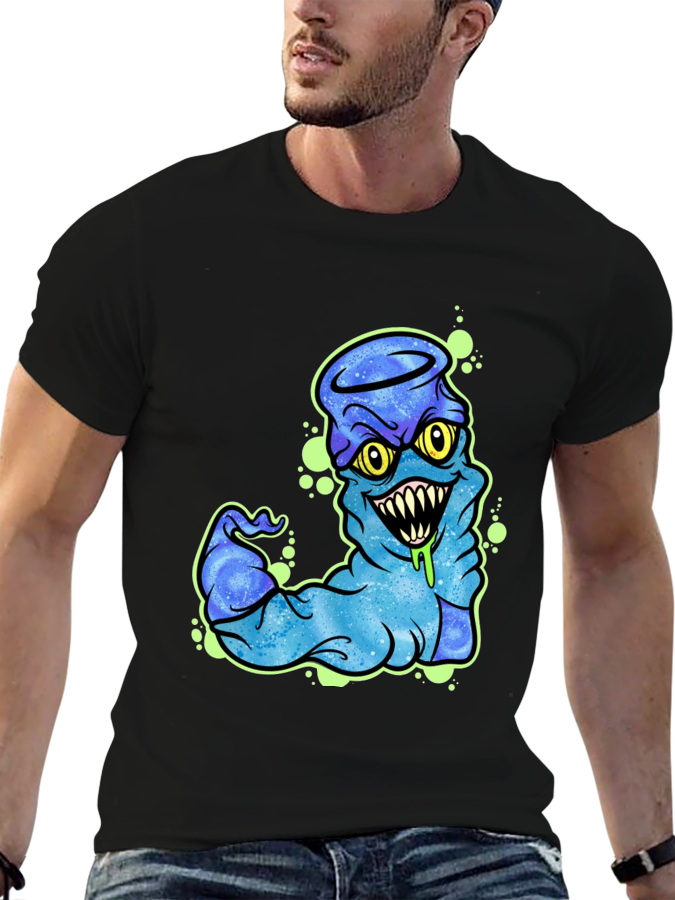 Black Monster Graphic Black T-Shirt view 6