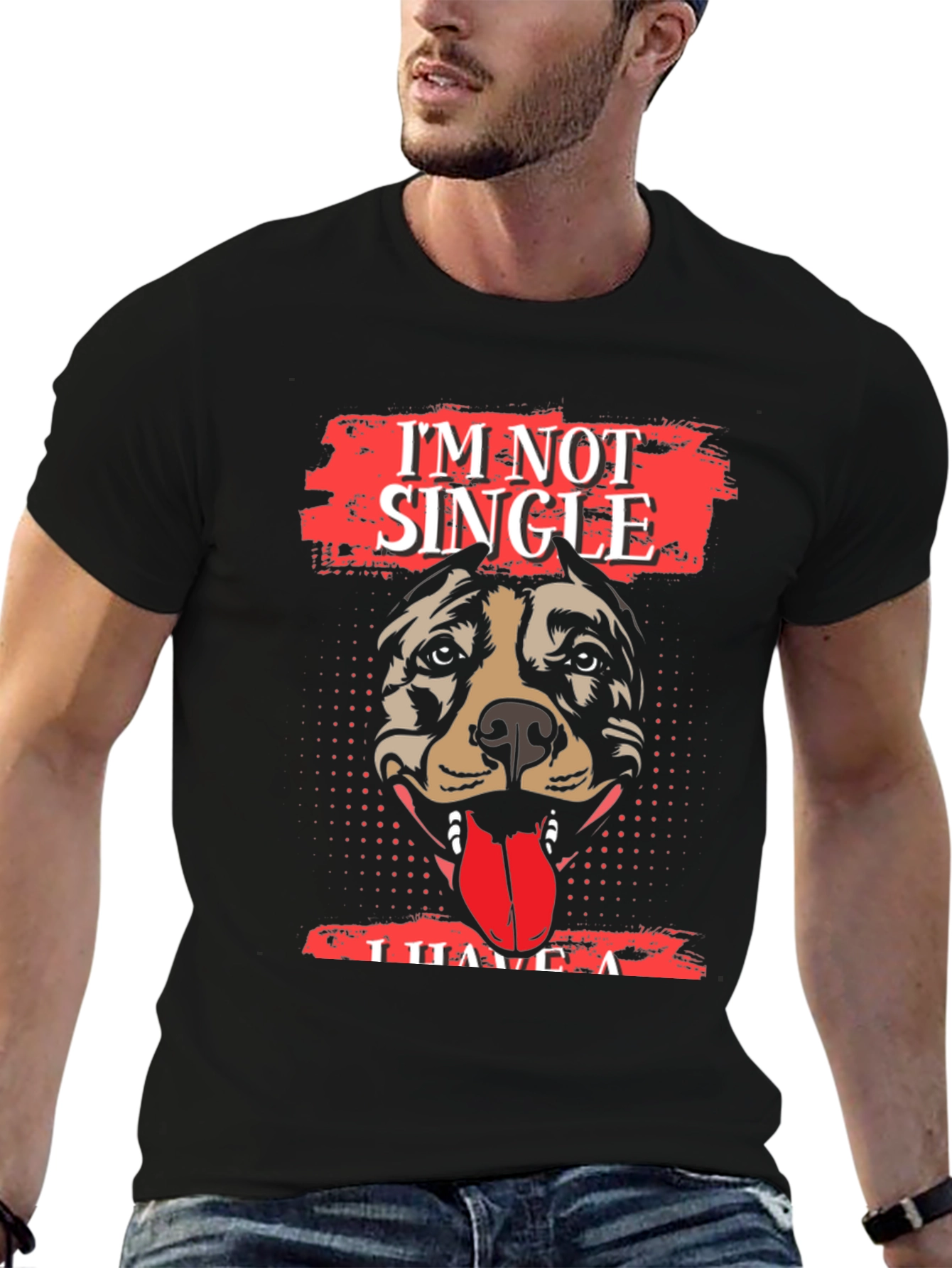 Black I'm Not Single, I Have A Dog T-Shirt - Black view 6