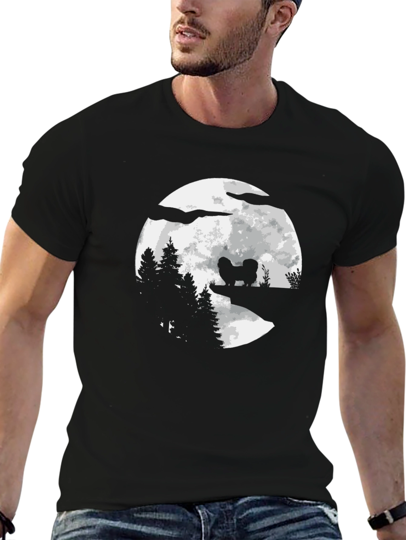 Black Dog Moon Silhouette Graphic T-Shirt view 6