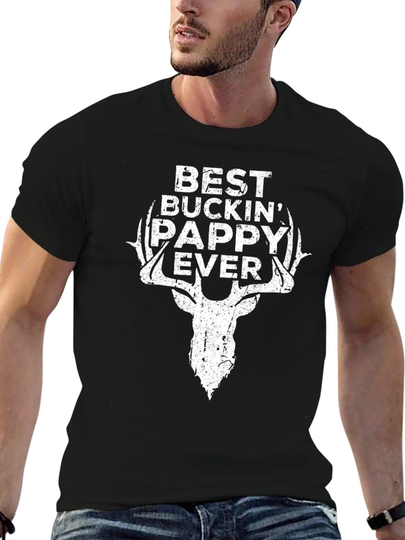 Black Best Buckin' Pappy Ever T-Shirt view 6