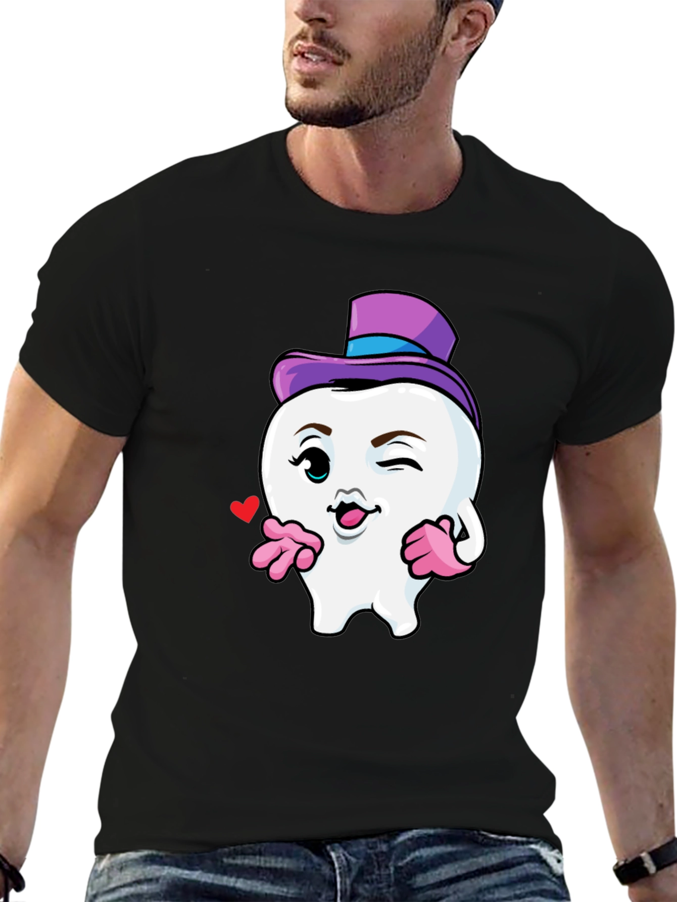 Whimsical Tooth Character Graphic Tee - 6