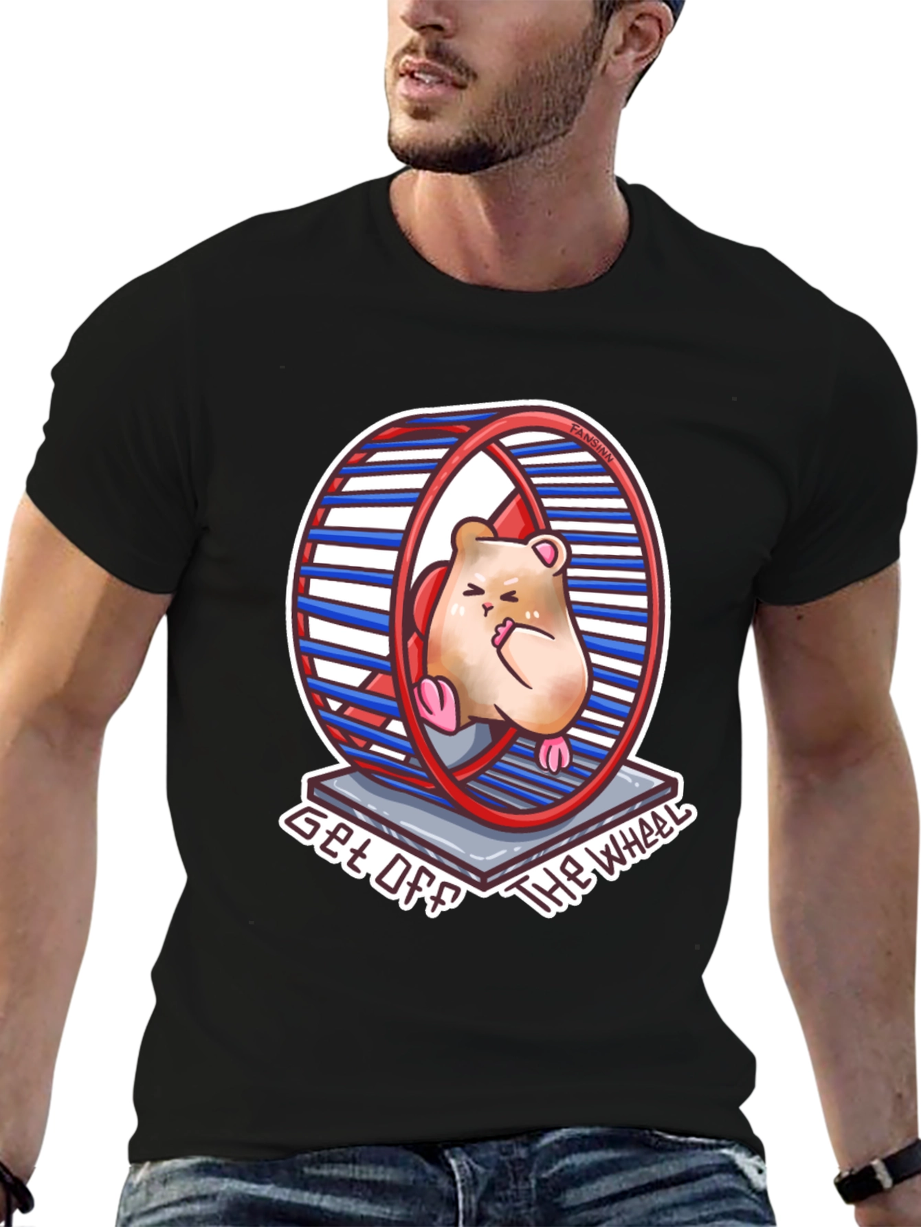 Black Hamster Wheel T-Shirt - Get Off The Wheel view 6