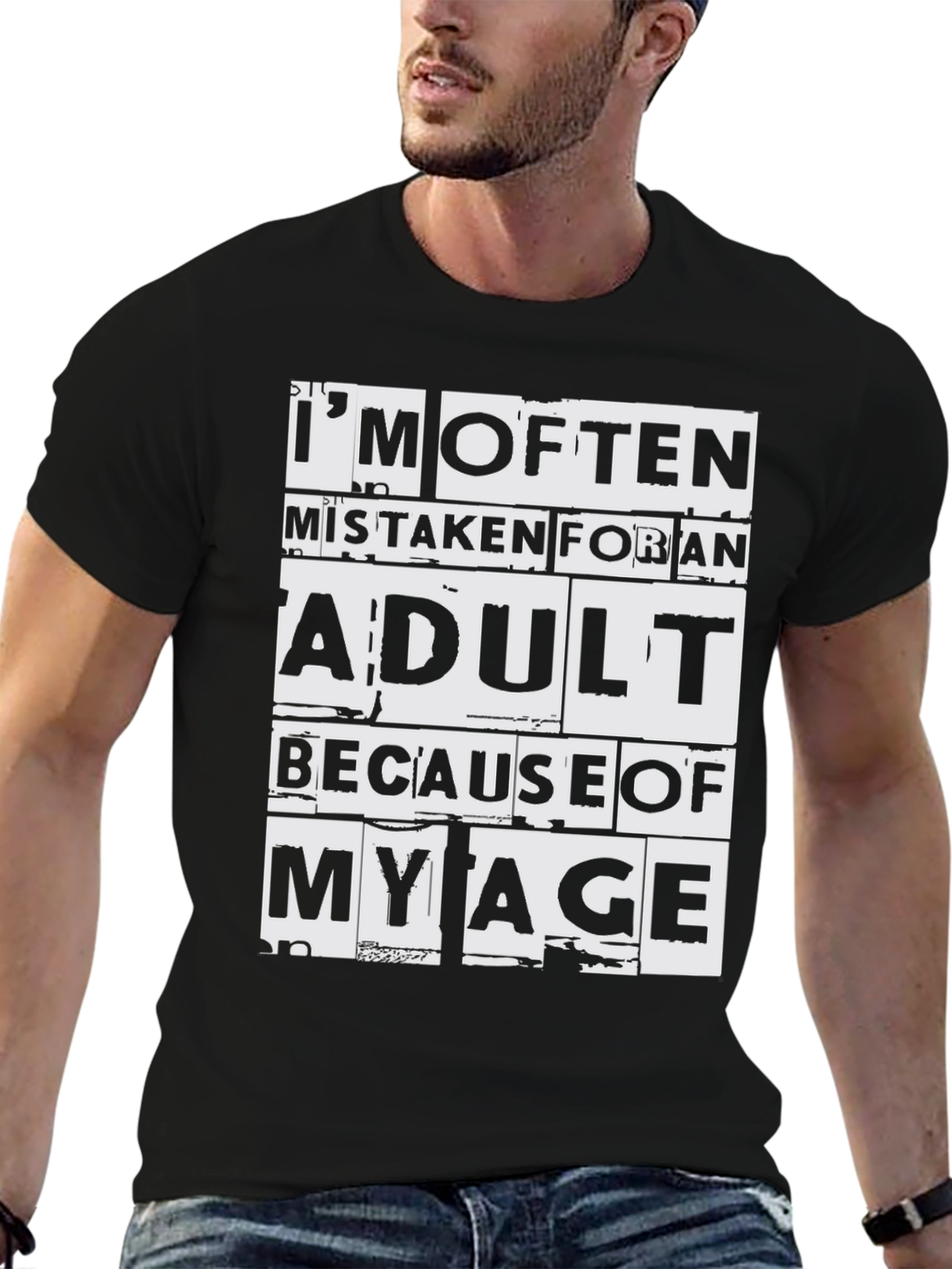 Black I'm Often Mistaken Adult T-Shirt view 6