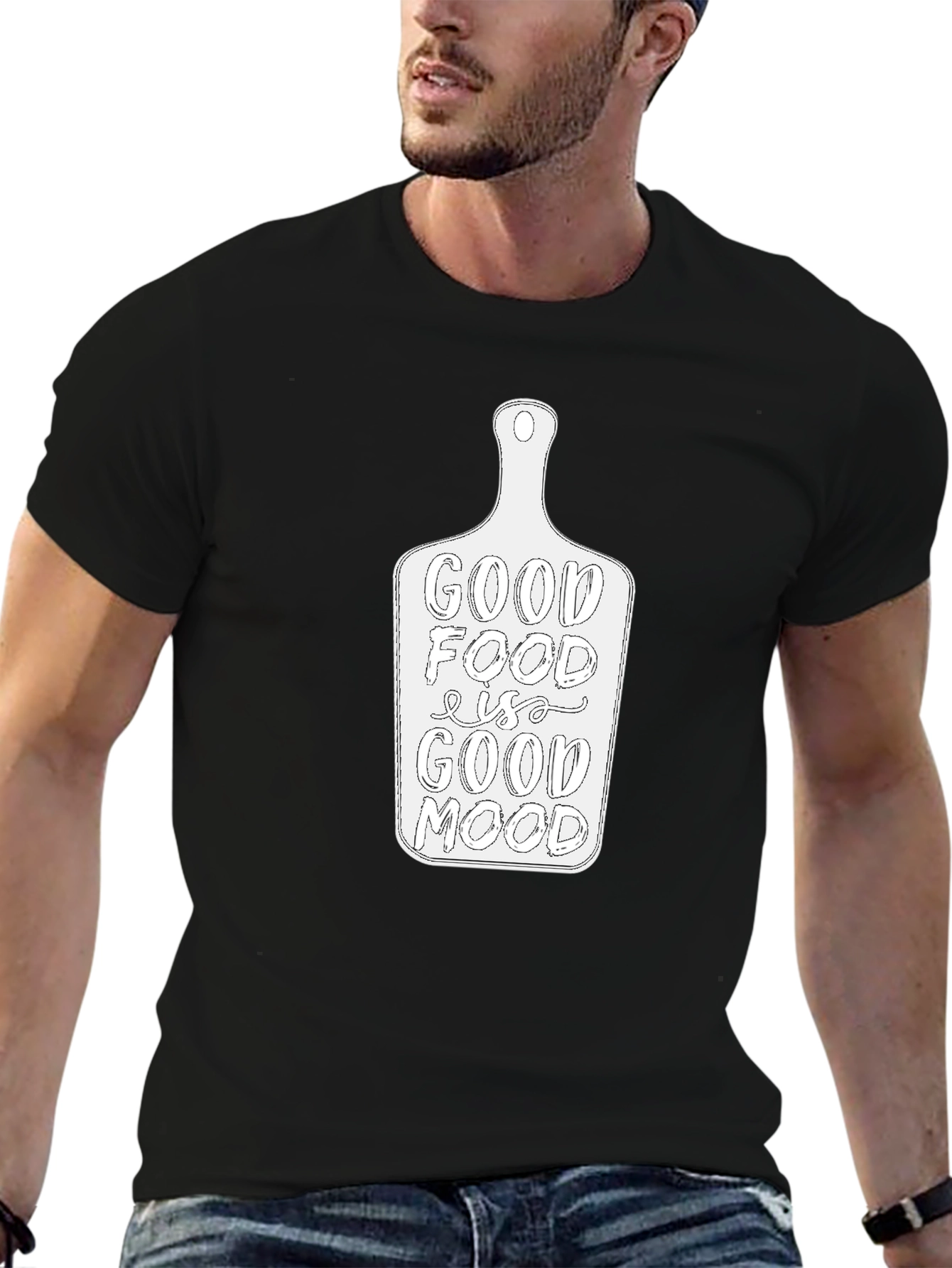 Black Good Food Good Mood Graphic Tee - Unisex view 6