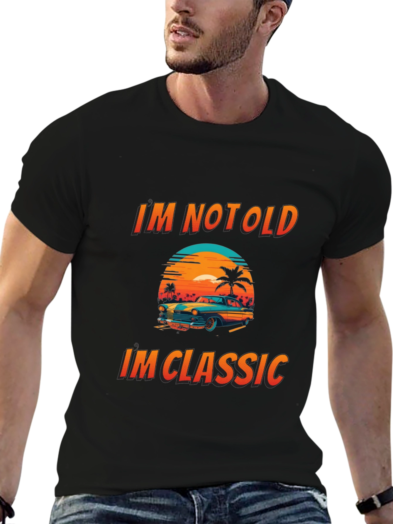 Black Classic Car Graphic T-Shirt - Im Not Old, Im Classic view 6