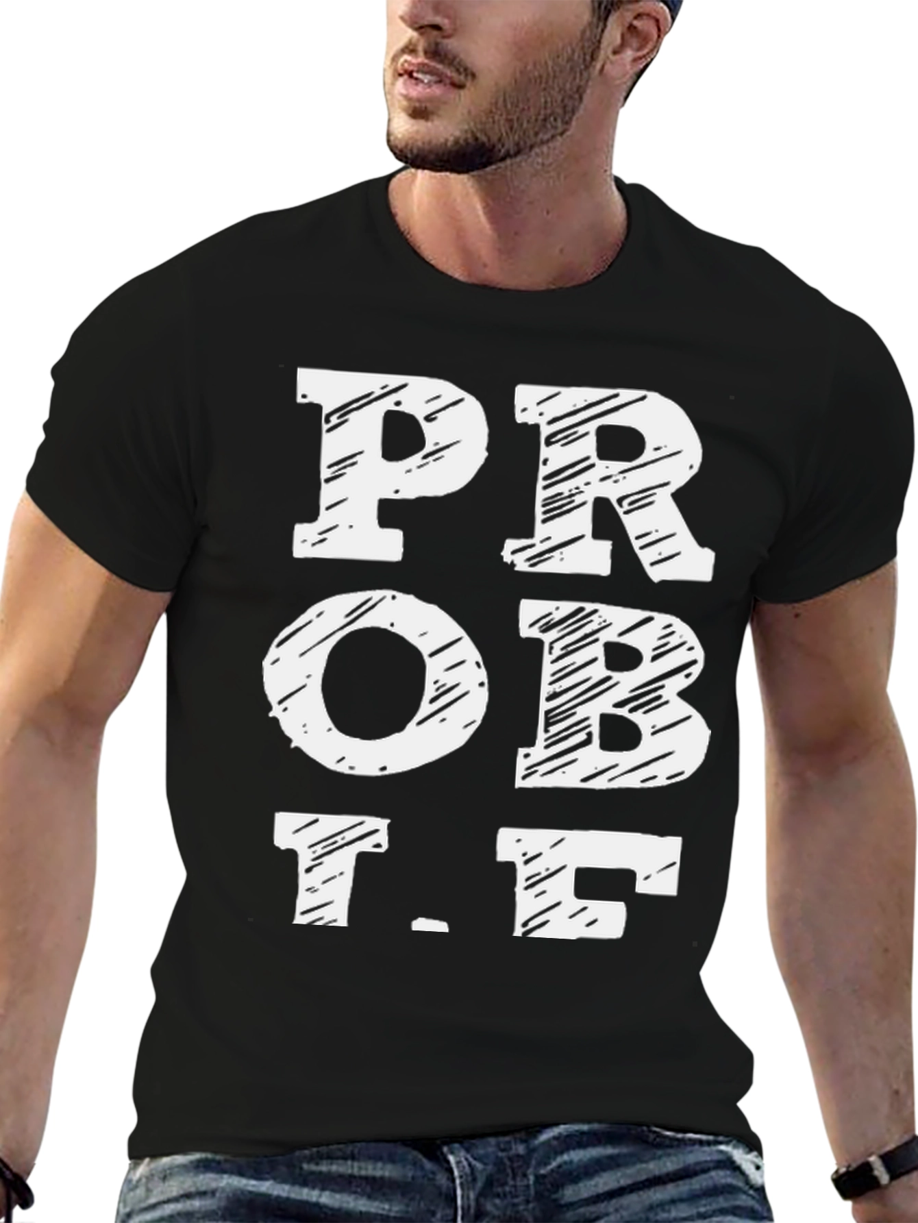 Black Prob LF Graphic Tee - Black Cotton T-Shirt view 6