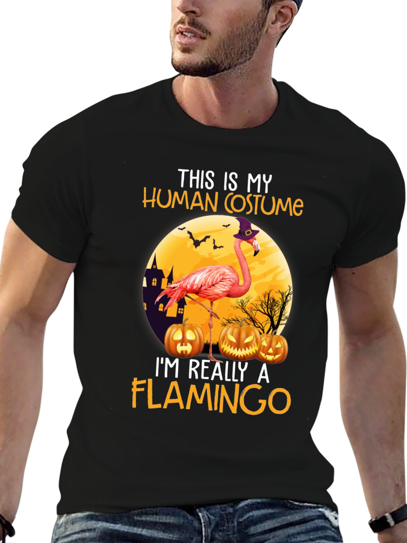 Black Flamingo Halloween Costume T-Shirt view 6