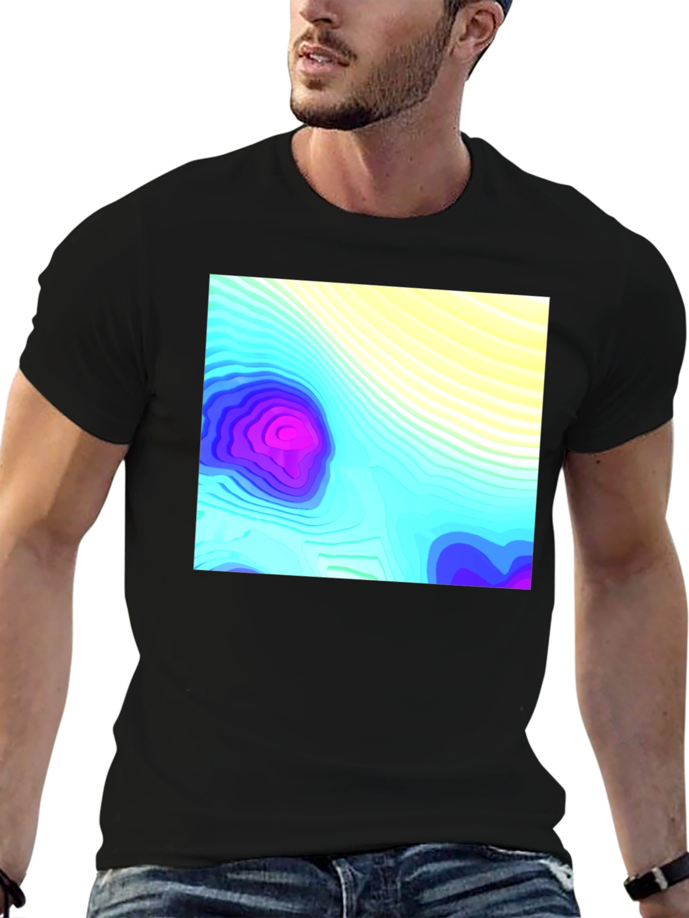 Black Topo Graphic Black T-Shirt view 6