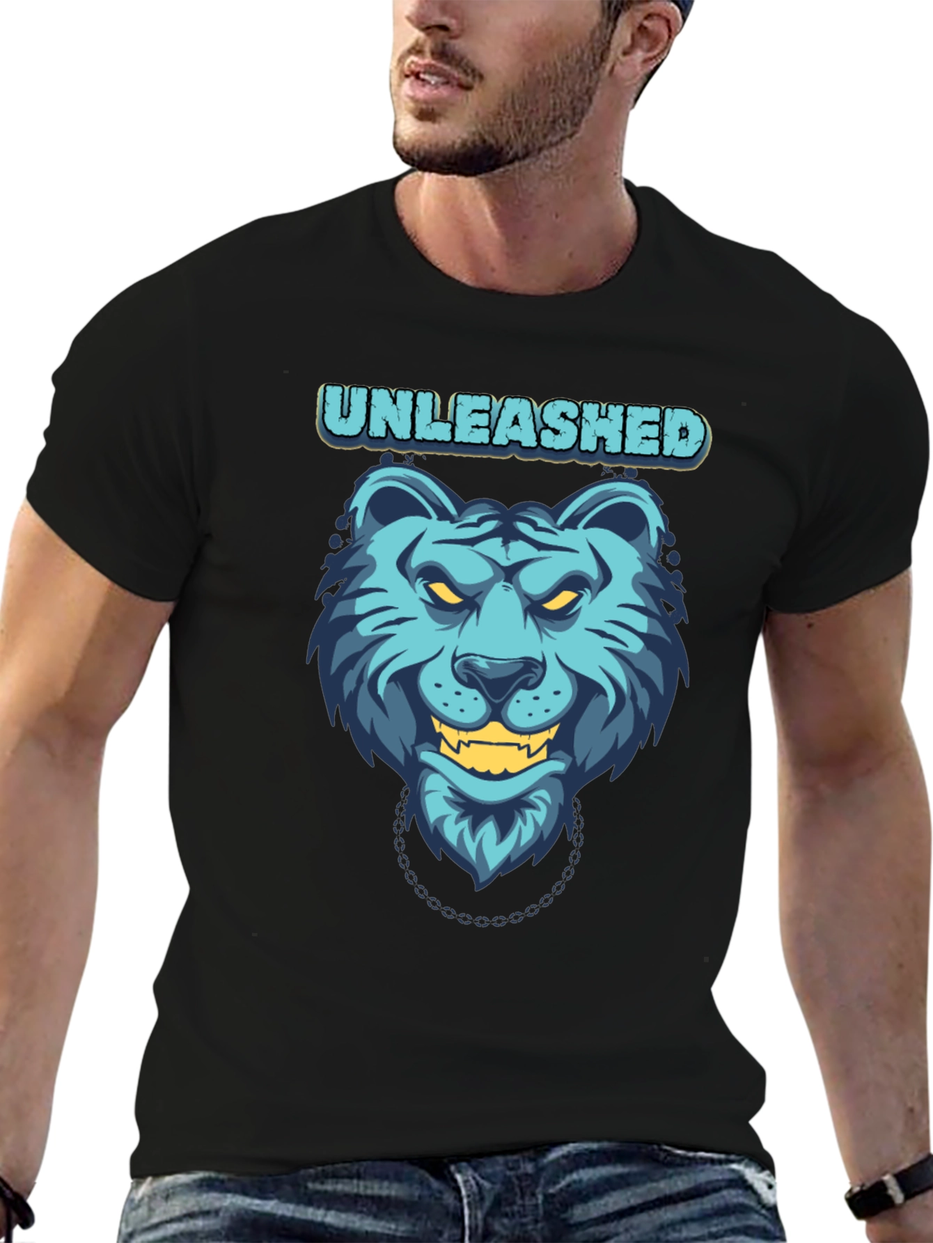 Black Unleashed Tiger Graphic Tee - Men's Black T-Shirt view 6