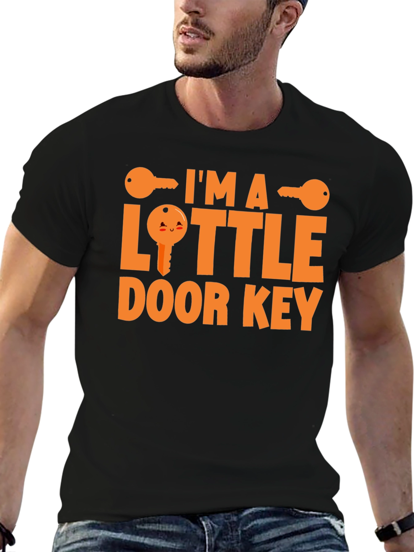 Black I'm a Little Door Key Funny Graphic Tee view 6