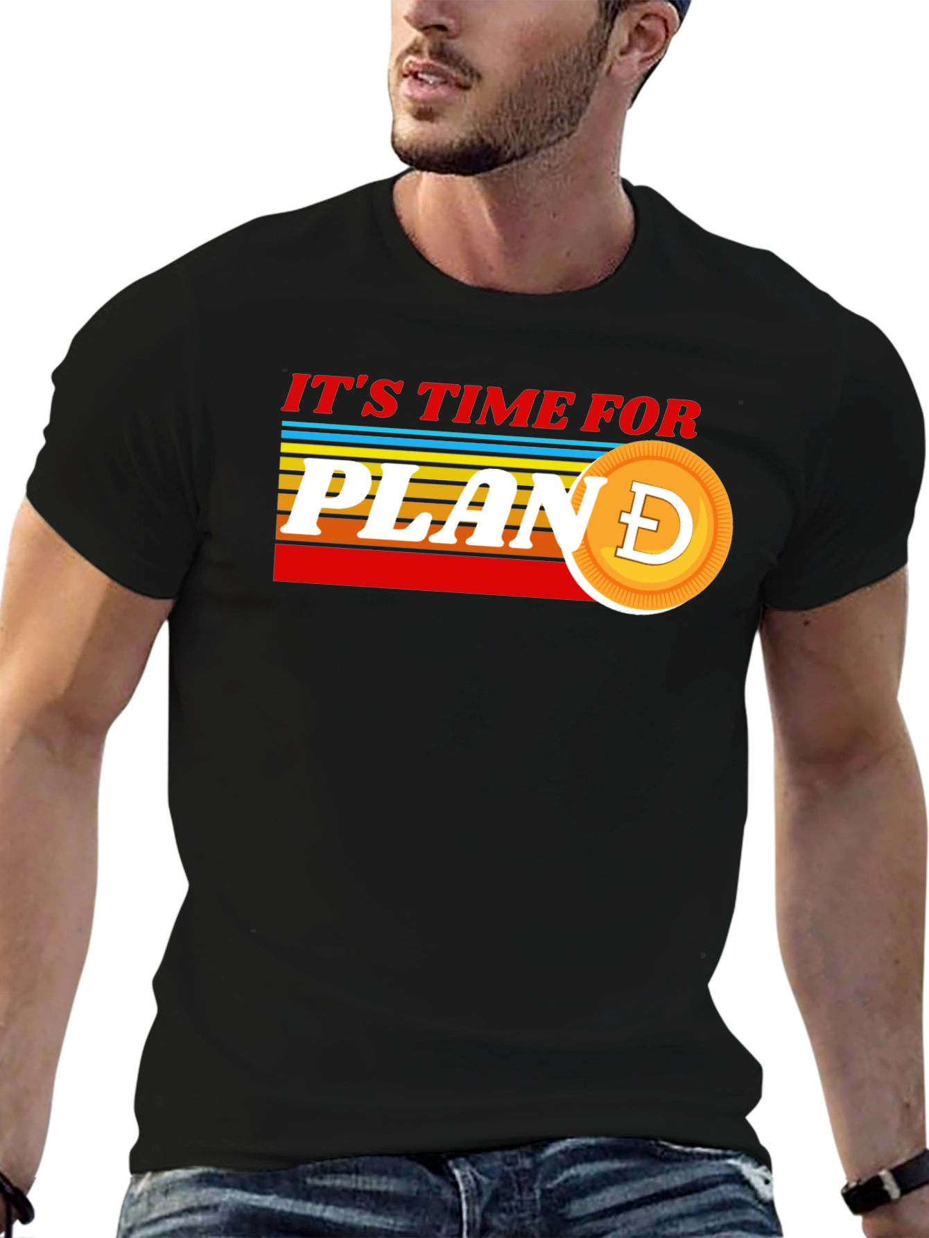 Black It's Time For Plan Doge T-Shirt view 6