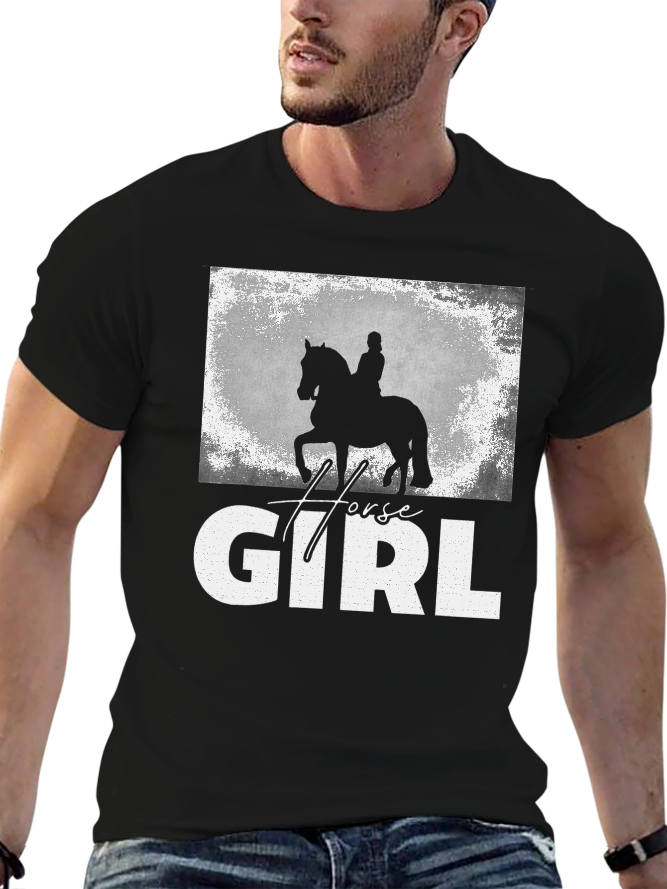 Black Horse Girl T-Shirt - Equestrian Rider Graphic Tee view 6