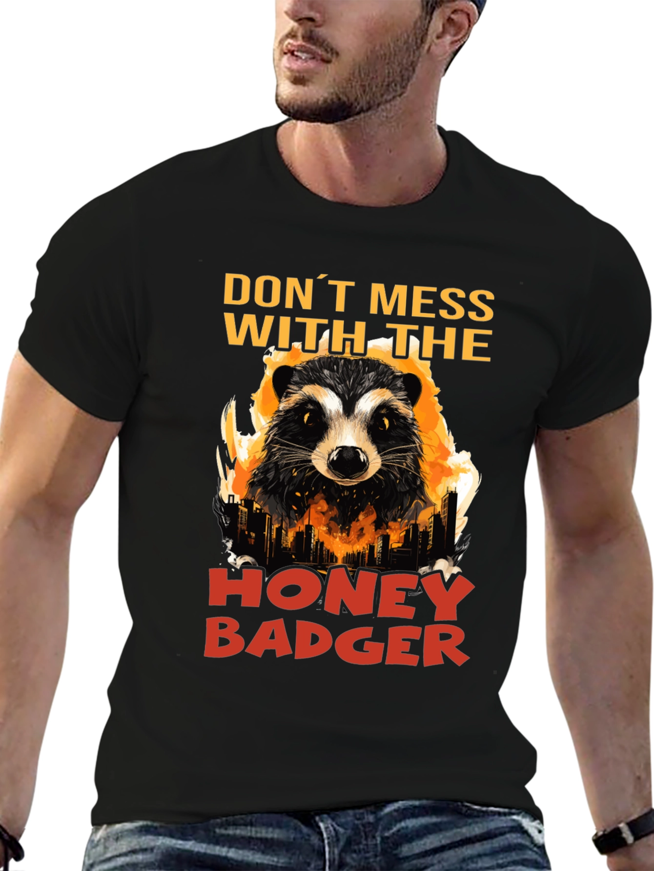 Black Don't Mess with the Honey Badger Graphic Tee view 6
