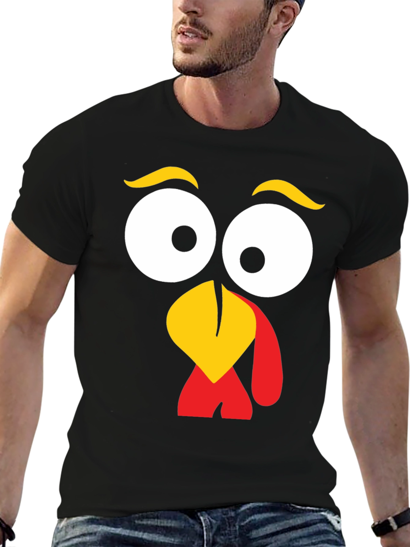 Black Turkey Face Graphic Tee - Thanksgiving Fun view 6