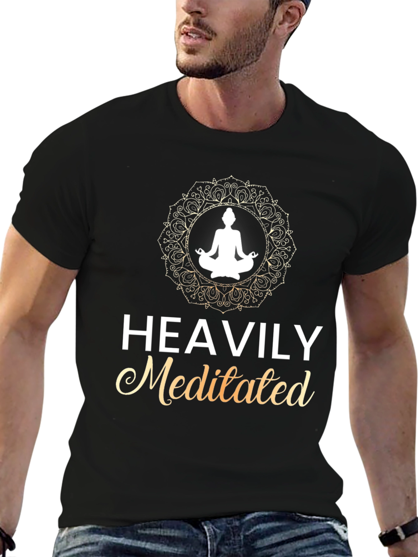 Black Heavily Meditated T-Shirt - Yoga & Mindfulness view 6