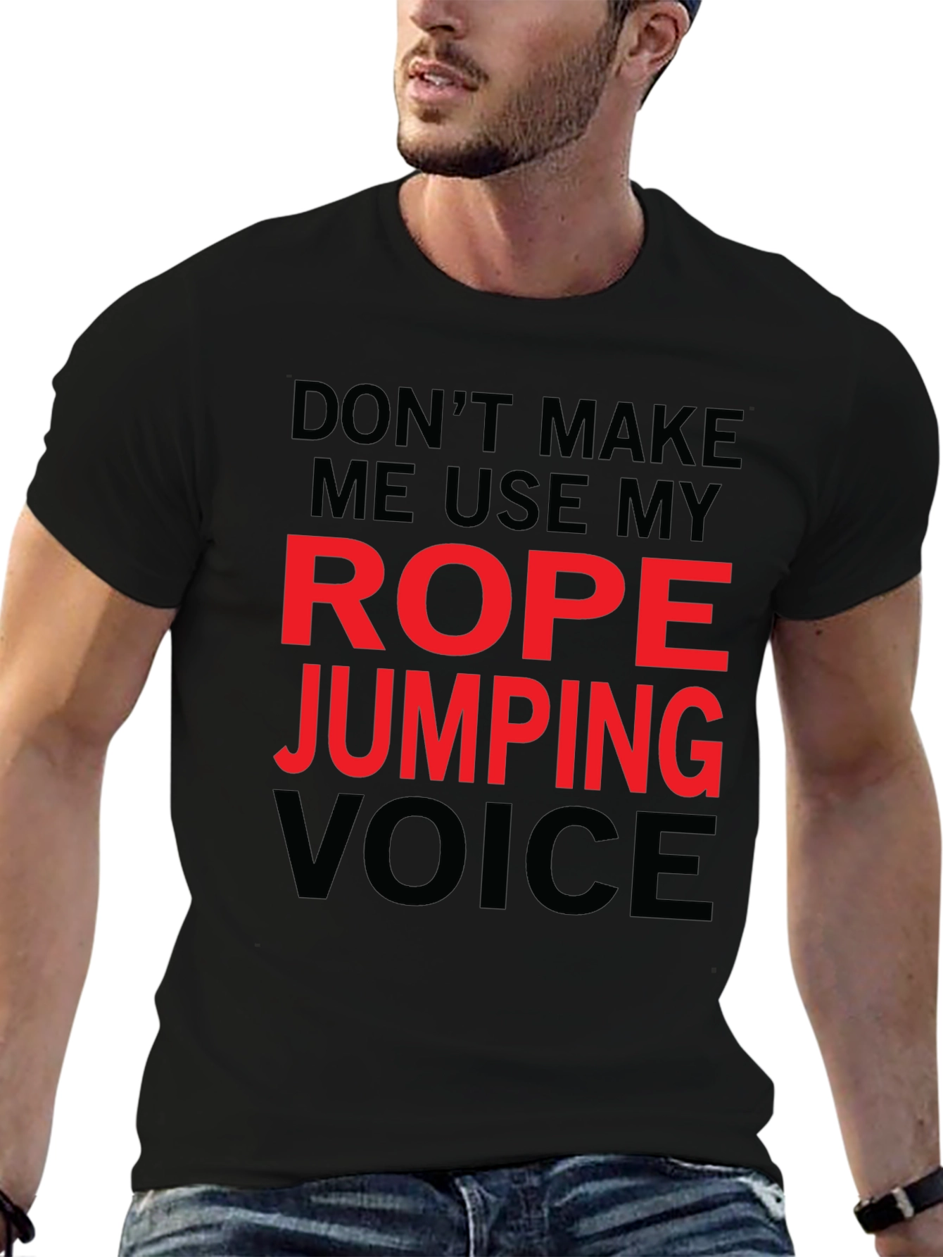 Black Rope Jumping Voice Funny T-Shirt view 6