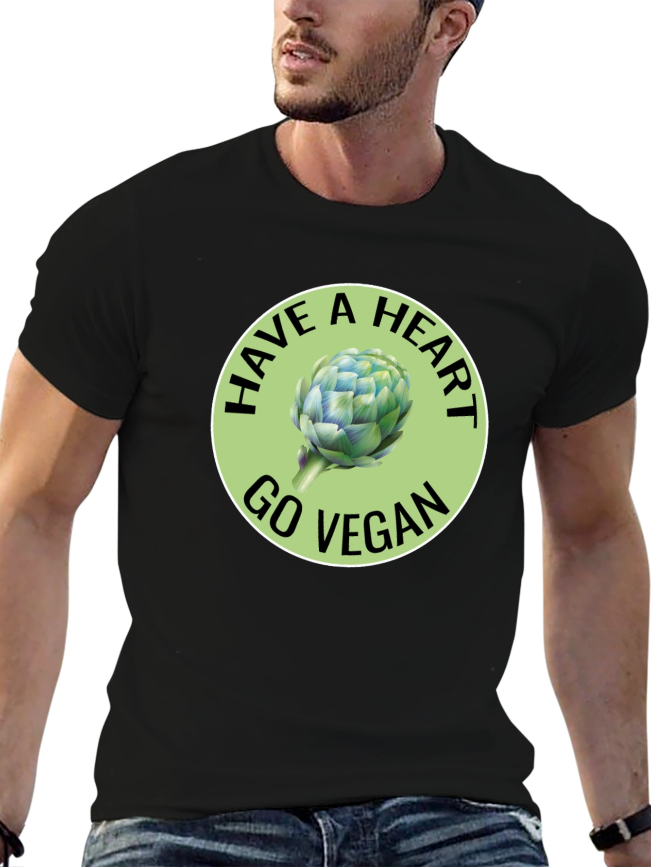 Black Vegan Heart Artichoke Graphic Tee view 6