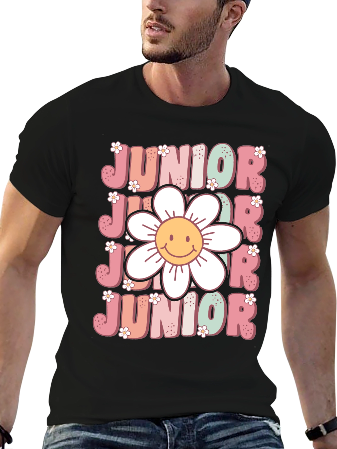 Black Junior Smiley Face T-Shirt view 6