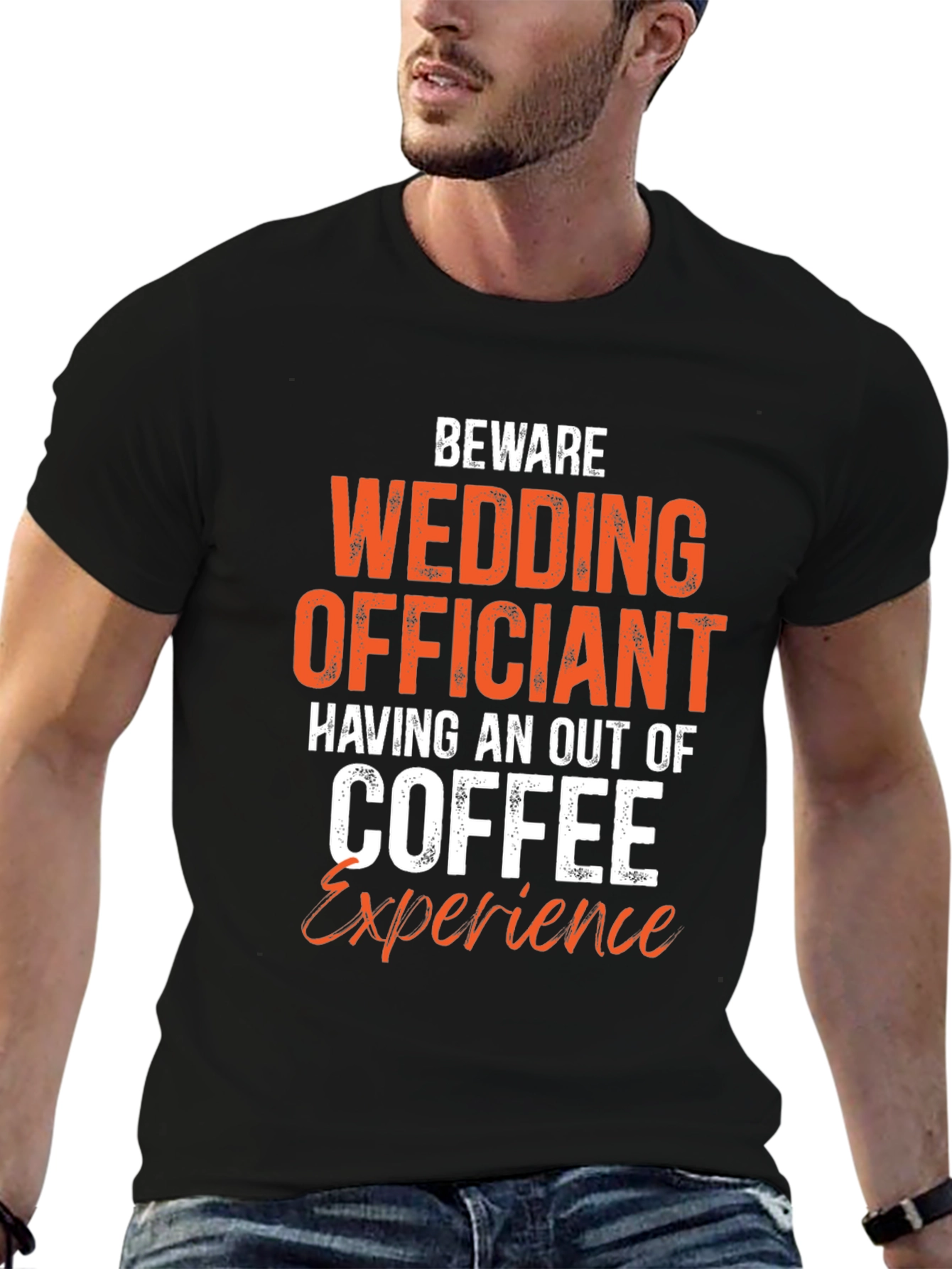 Black Beware Wedding Officiant Coffee T-Shirt view 6