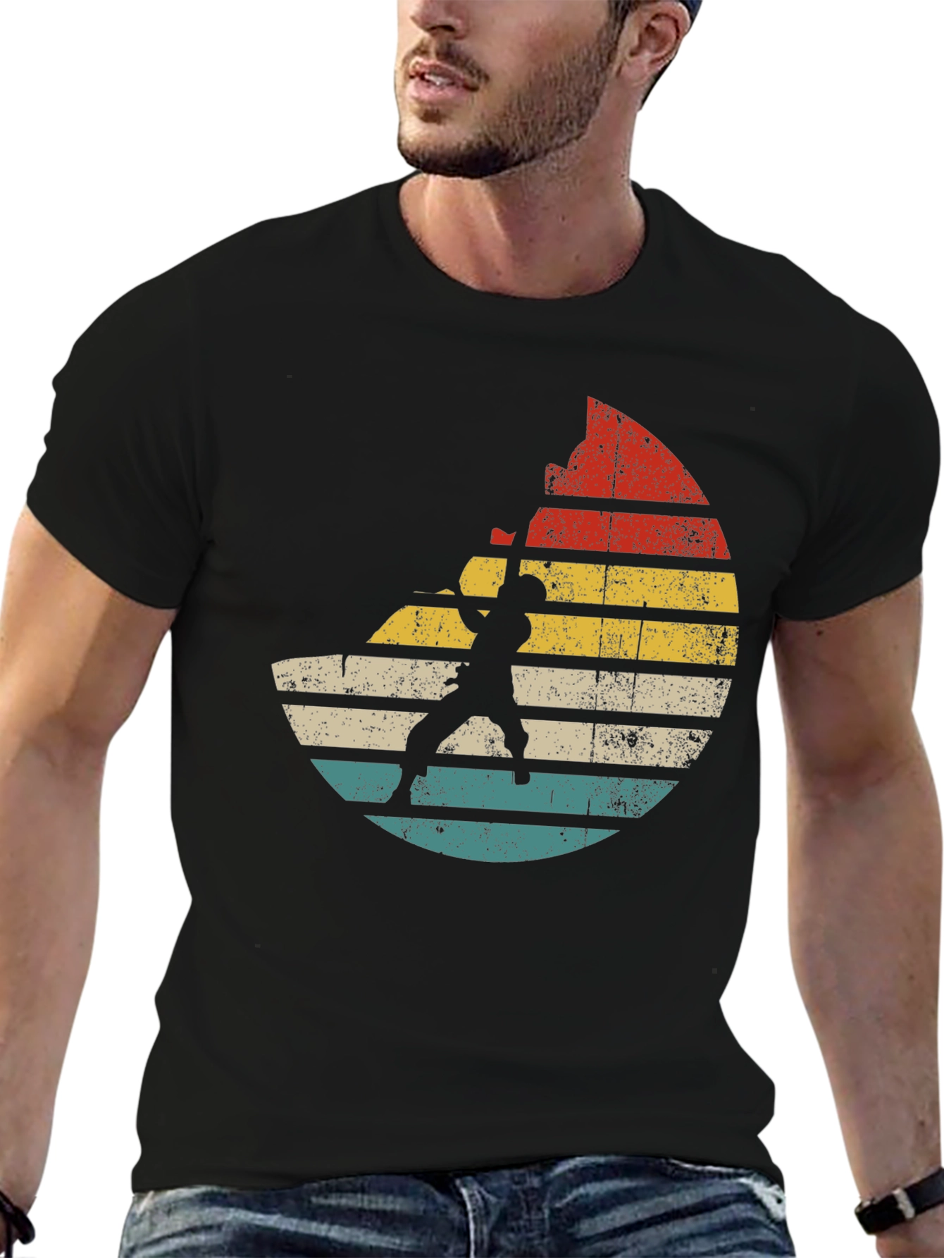 Black Vintage Climbing Sunset Graphic Tee view 6