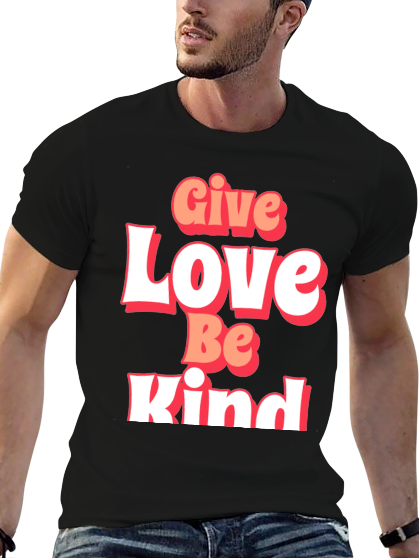 Black Give Love Be Kind Graphic T-Shirt view 6