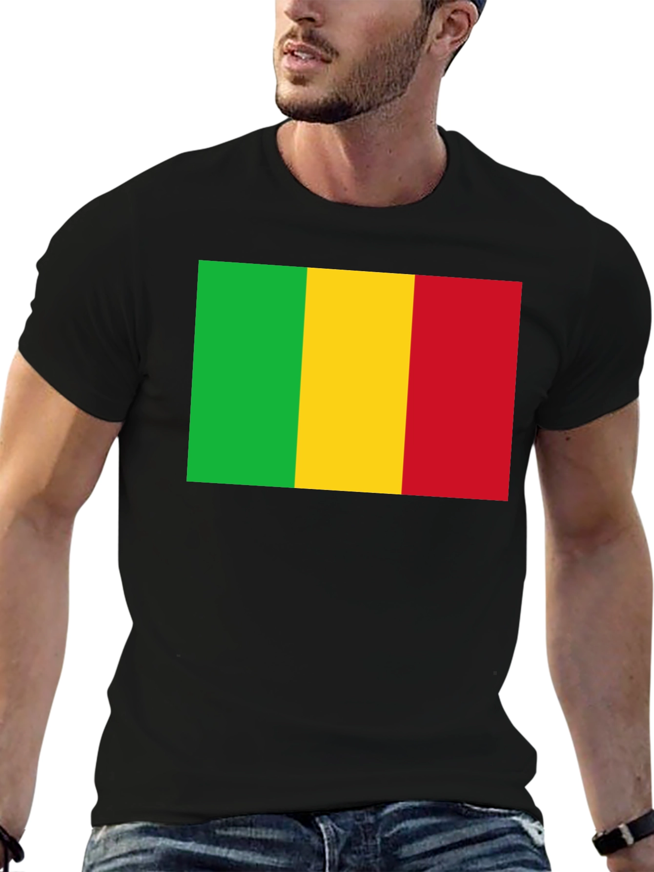Mali Flag T-Shirt - Black Cotton Tee - 6