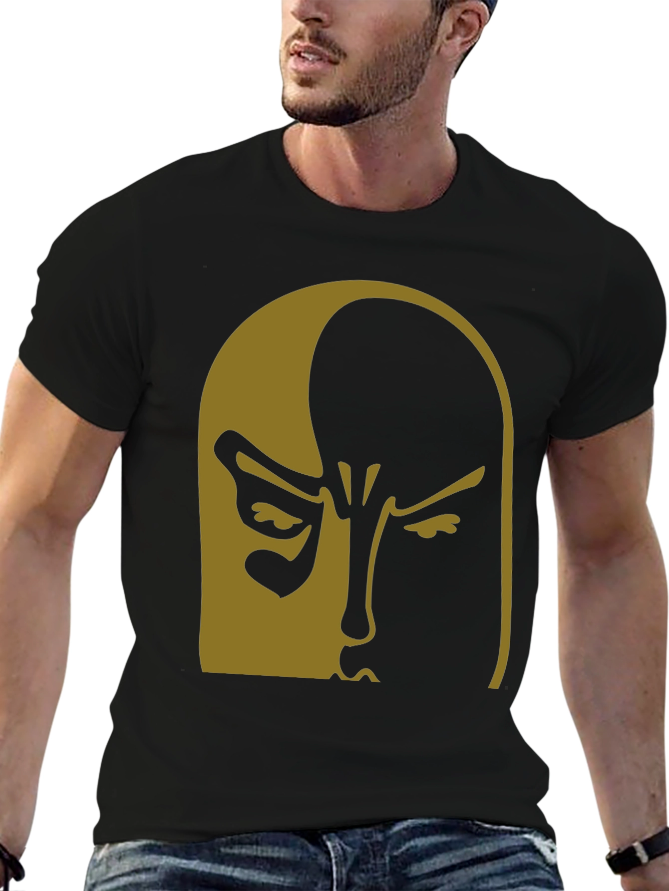Black Mystery Face Graphic Tee view 6