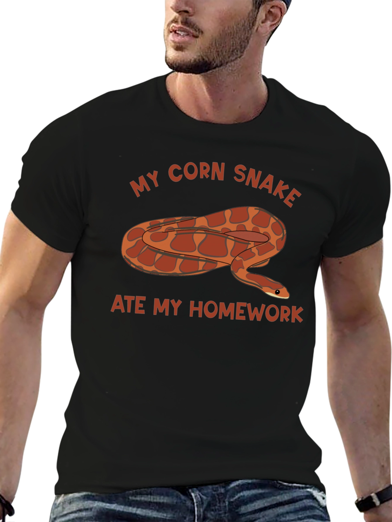 Black My Corn Snake Ate My Homework T-Shirt view 6