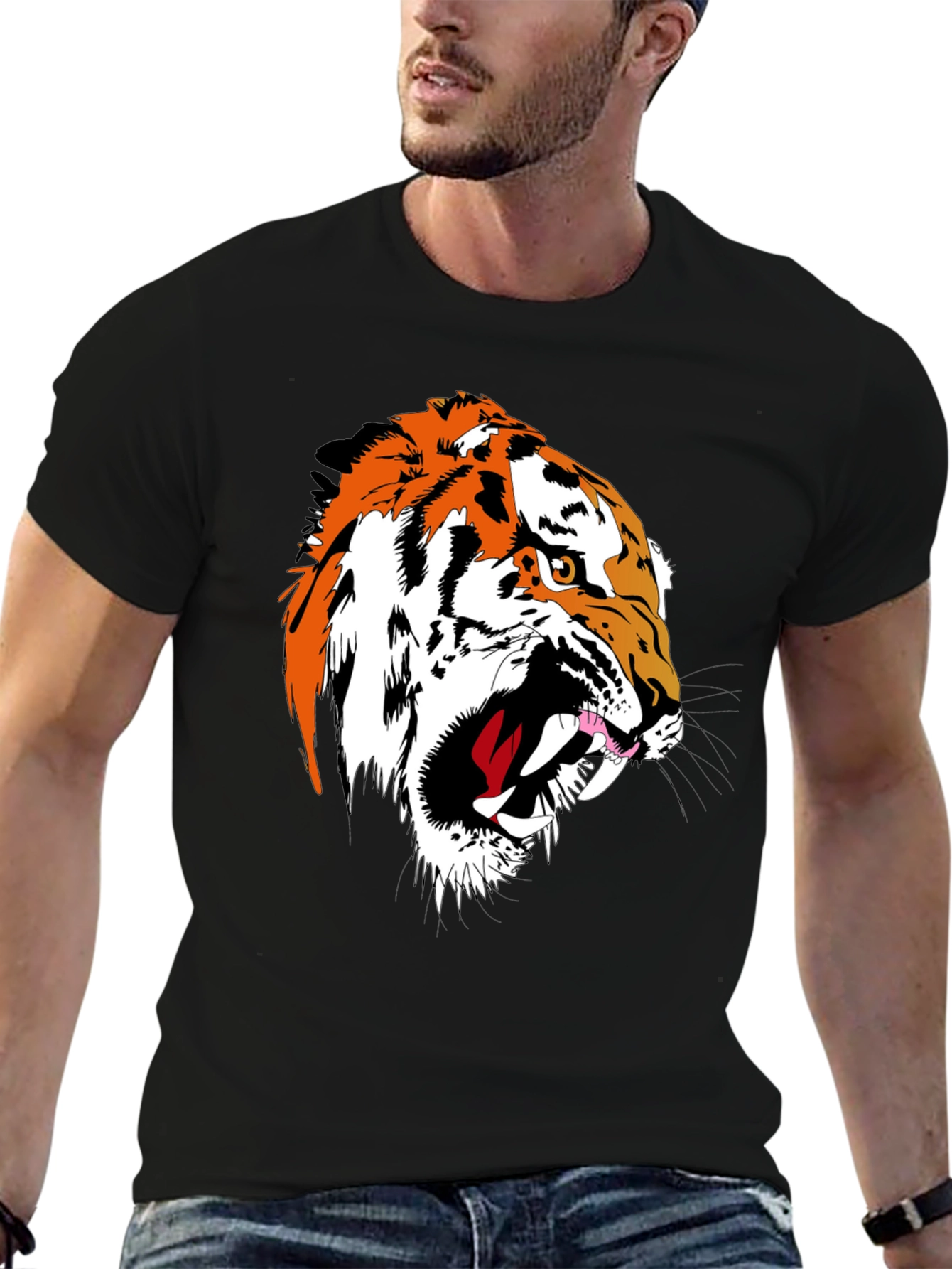 Black Tiger Graphic Tee - Fierce Black T-Shirt view 6