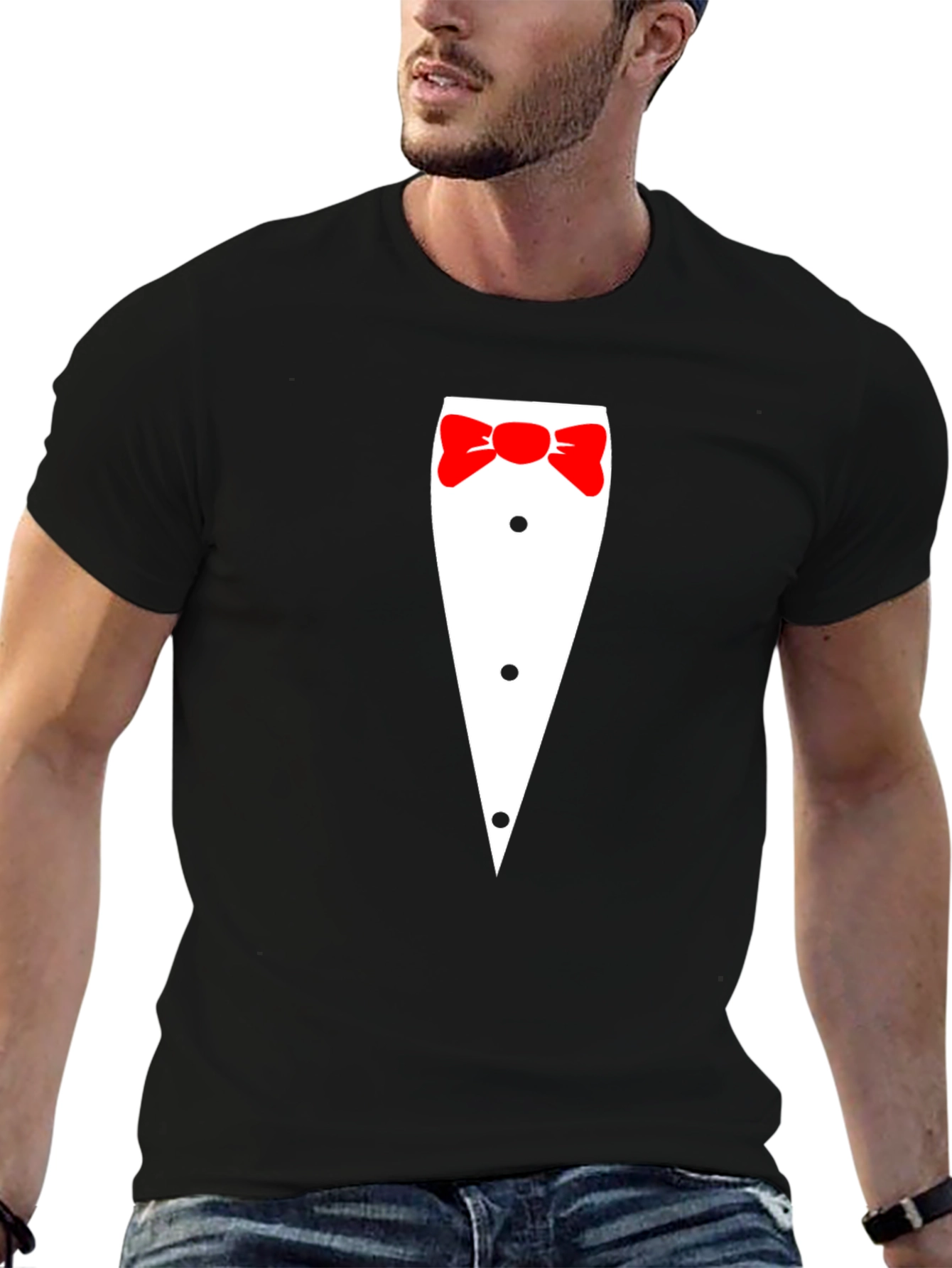 Black Tuxedo Graphic Tee - Novelty Formal Wear T-Shirt view 6