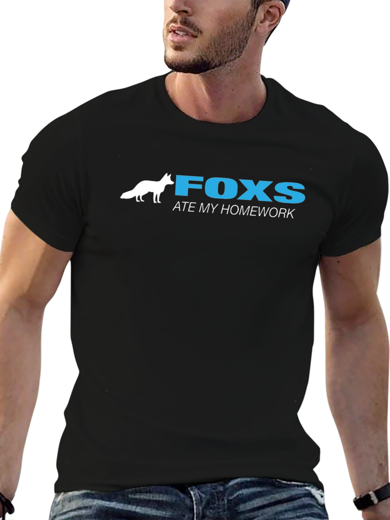 Black Fox Ate My Homework Graphic T-Shirt - Black view 6