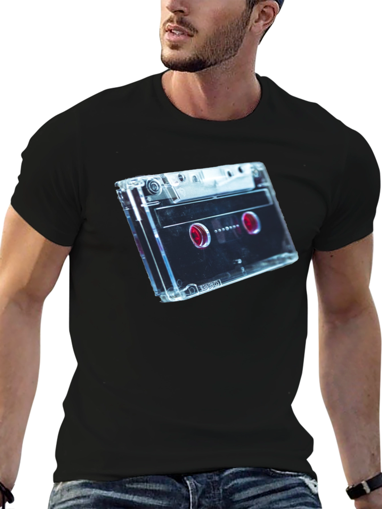 Black Retro Cassette Tape Graphic Tee - Black view 6