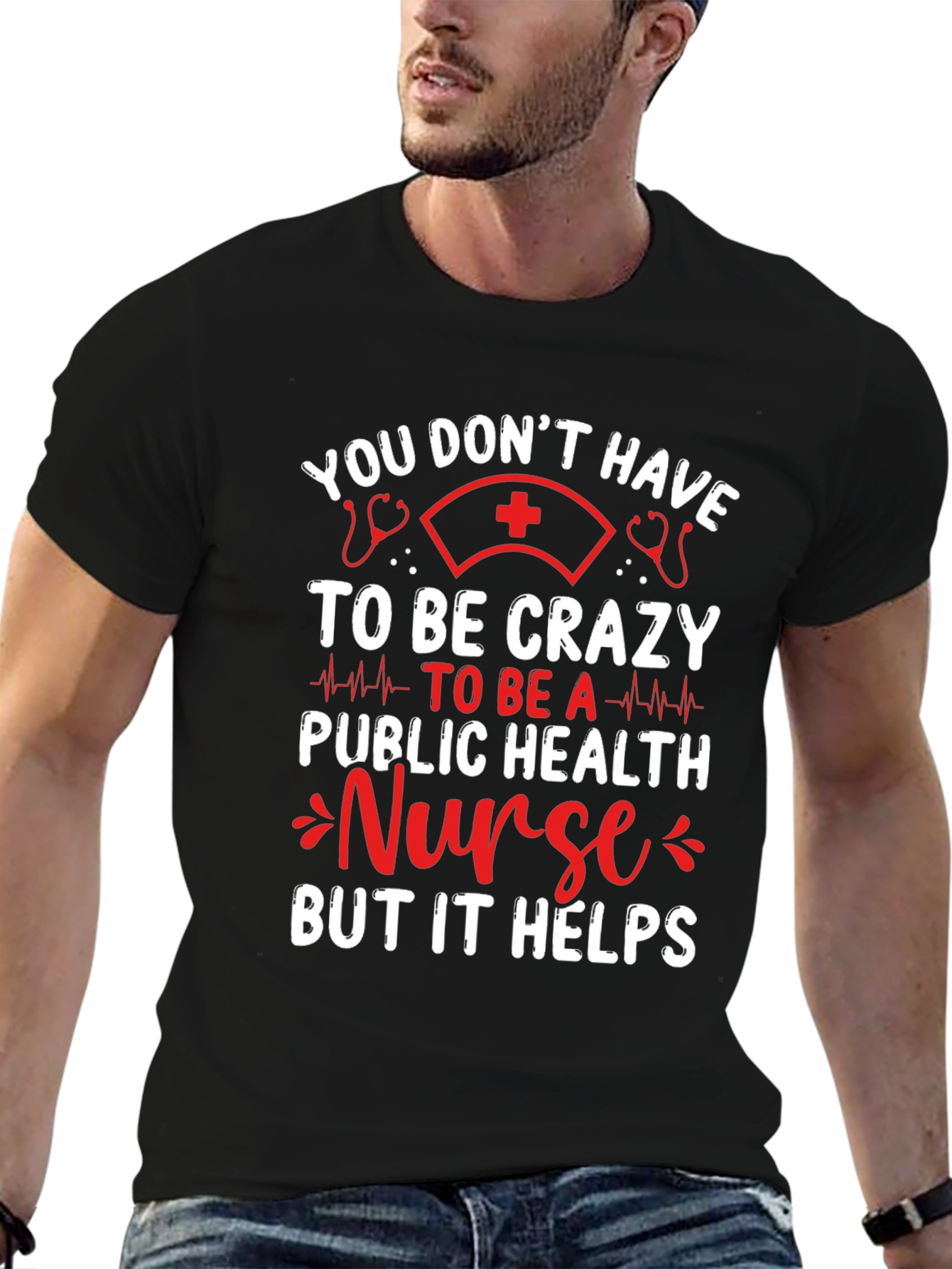 Black Funny Nurse T-Shirt: You Don't Have to Be Crazy view 6
