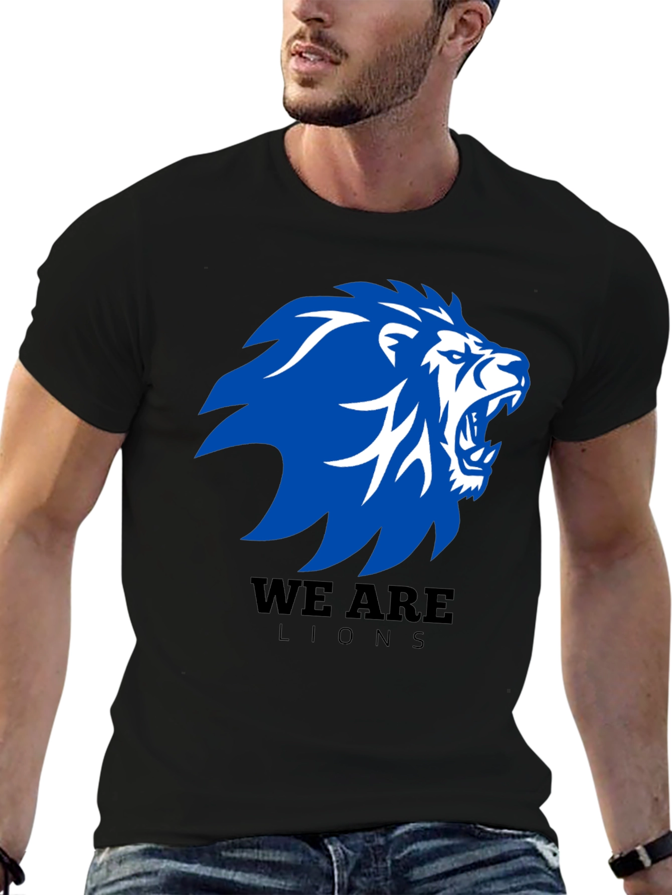 Black We Are Lions Graphic T-Shirt - Black view 6