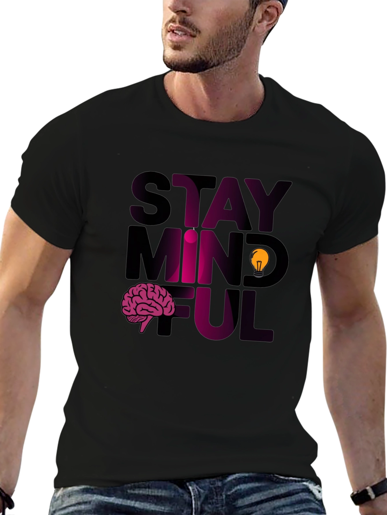 Black Stay Mindful Graphic Tee view 6