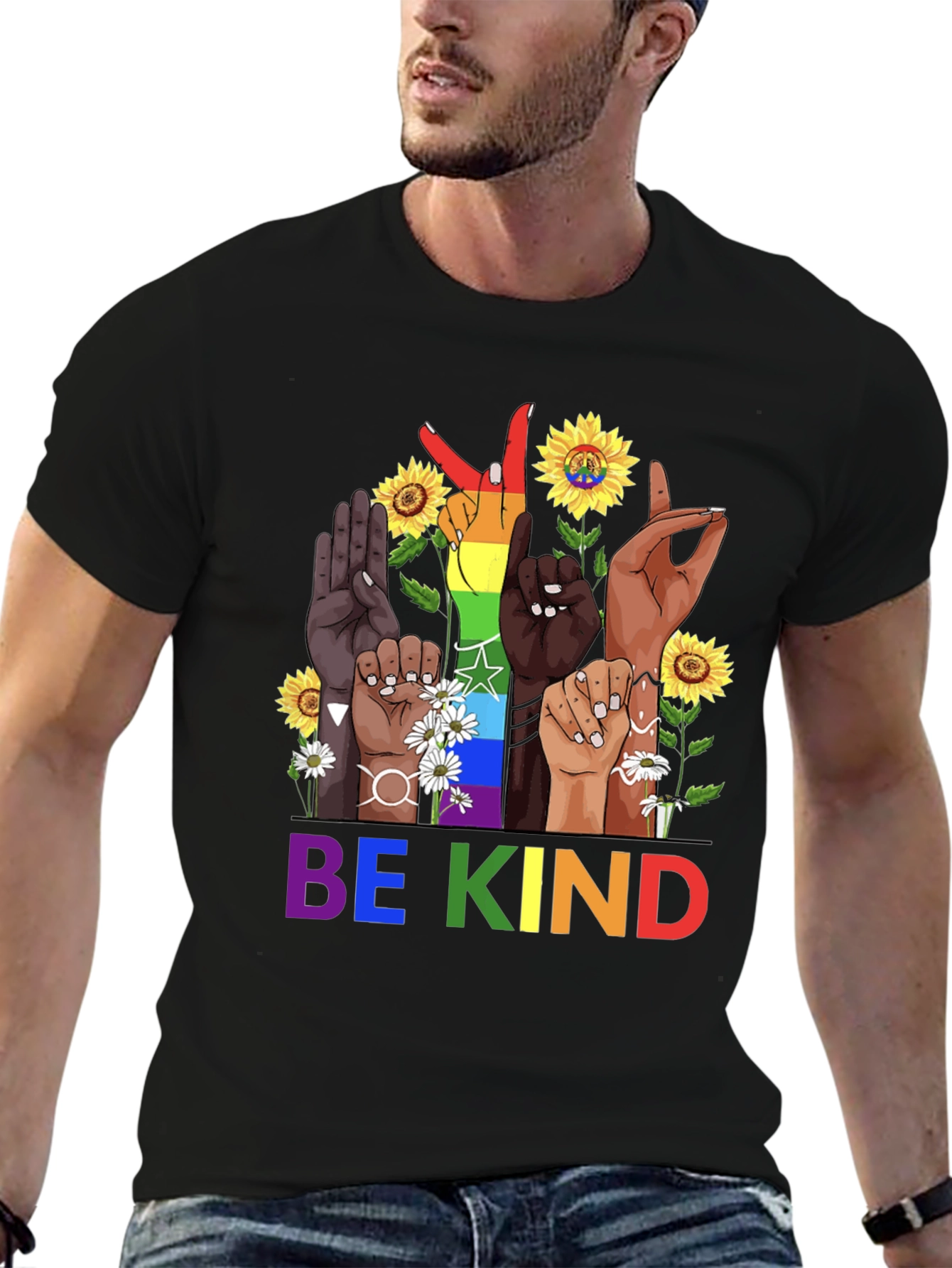 Black Be Kind Diversity Hands Graphic Tee - Unisex view 6