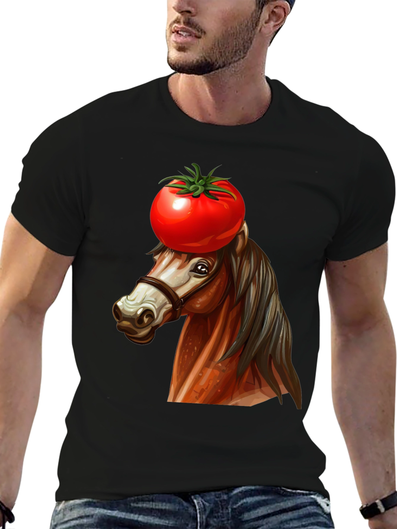 Black Tomato-Headed Horse Graphic Tee view 6