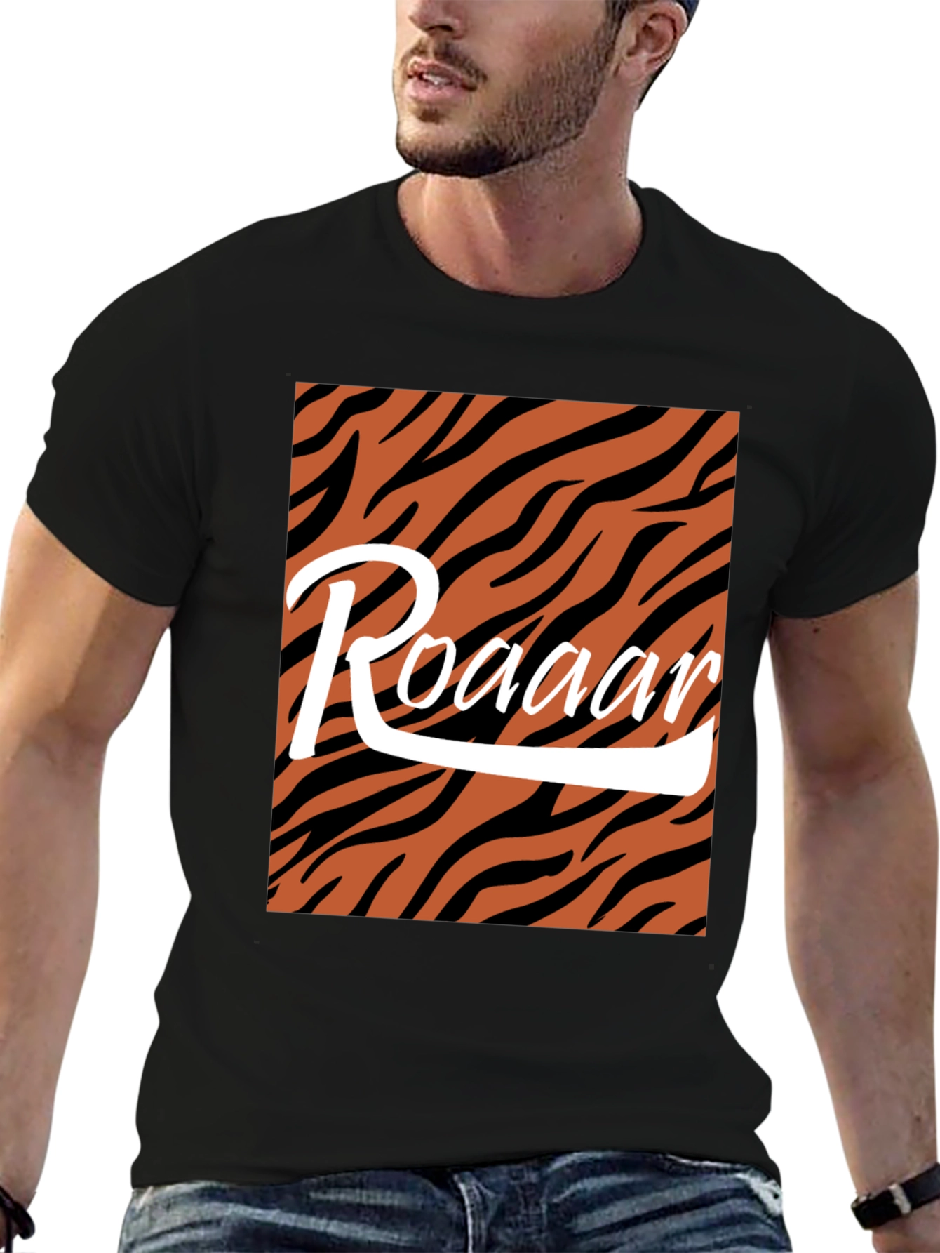 Black Roaar Tiger Stripe Graphic Tee view 6