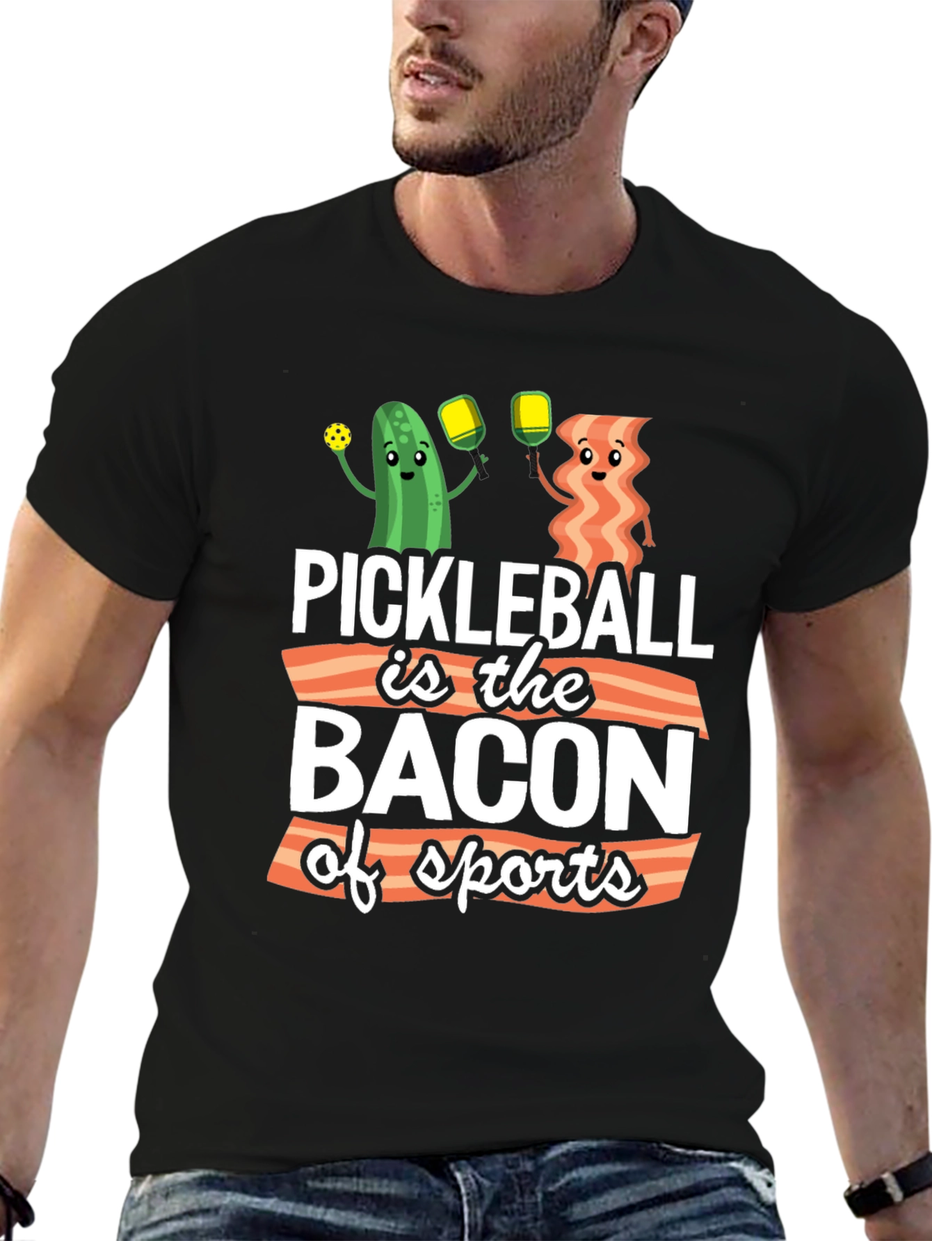 Black Pickleball is the Bacon of Sports T-Shirt view 6