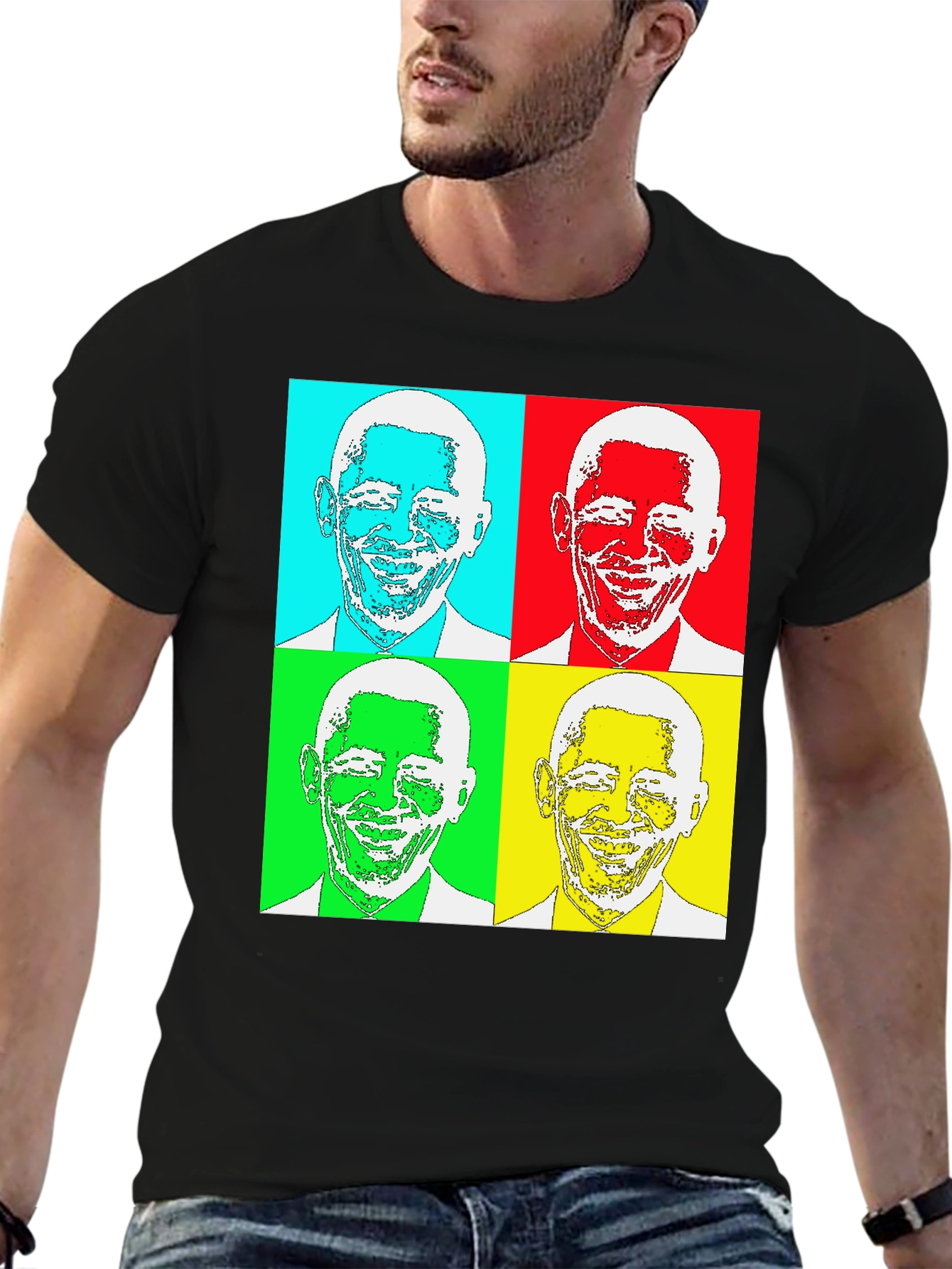 Black Pop Art Obama T-Shirt - Graphic Tee view 6